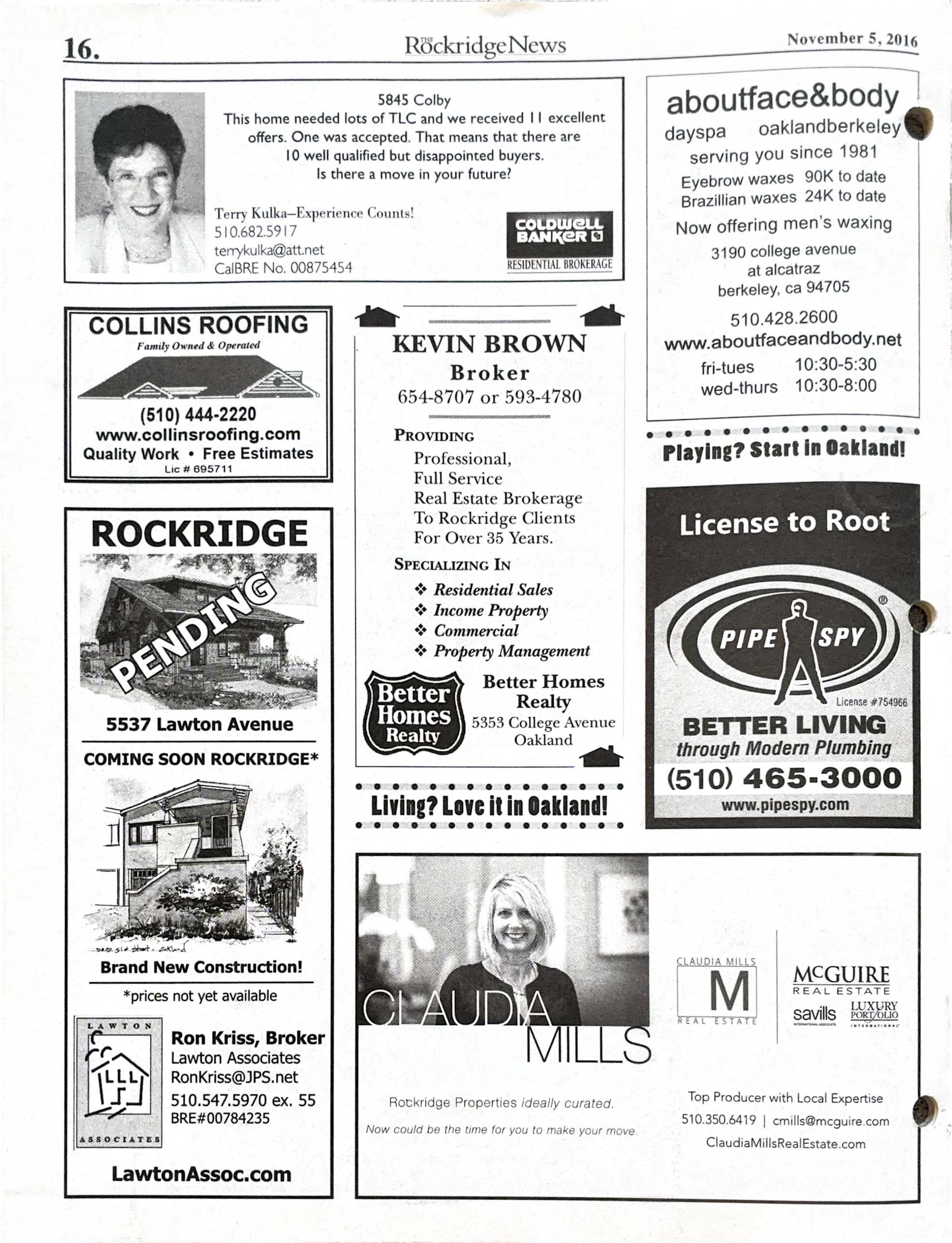 Click to zoom in The Rockridge News, November 2016, page 16