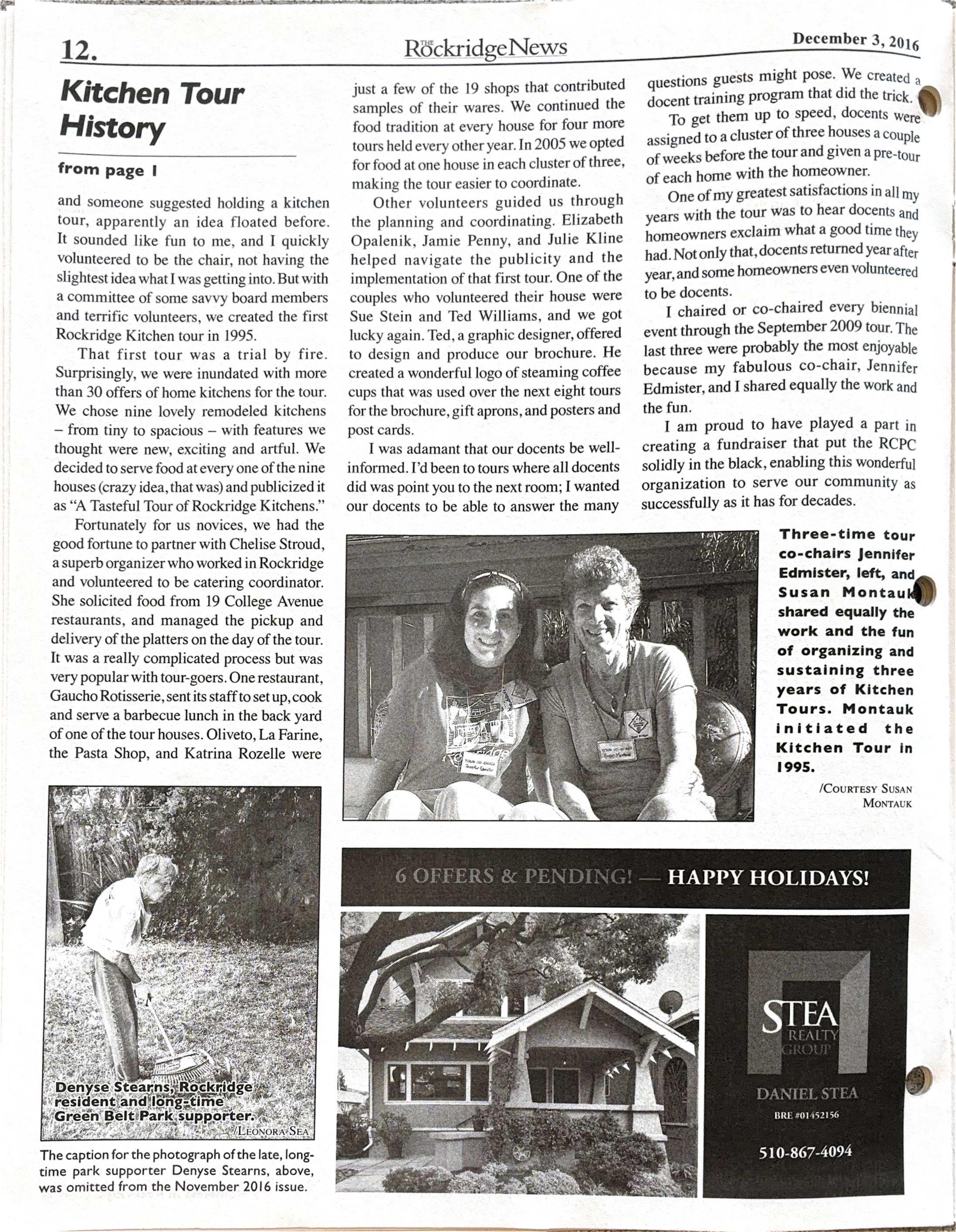 The Rockridge News, December 2016, page 12