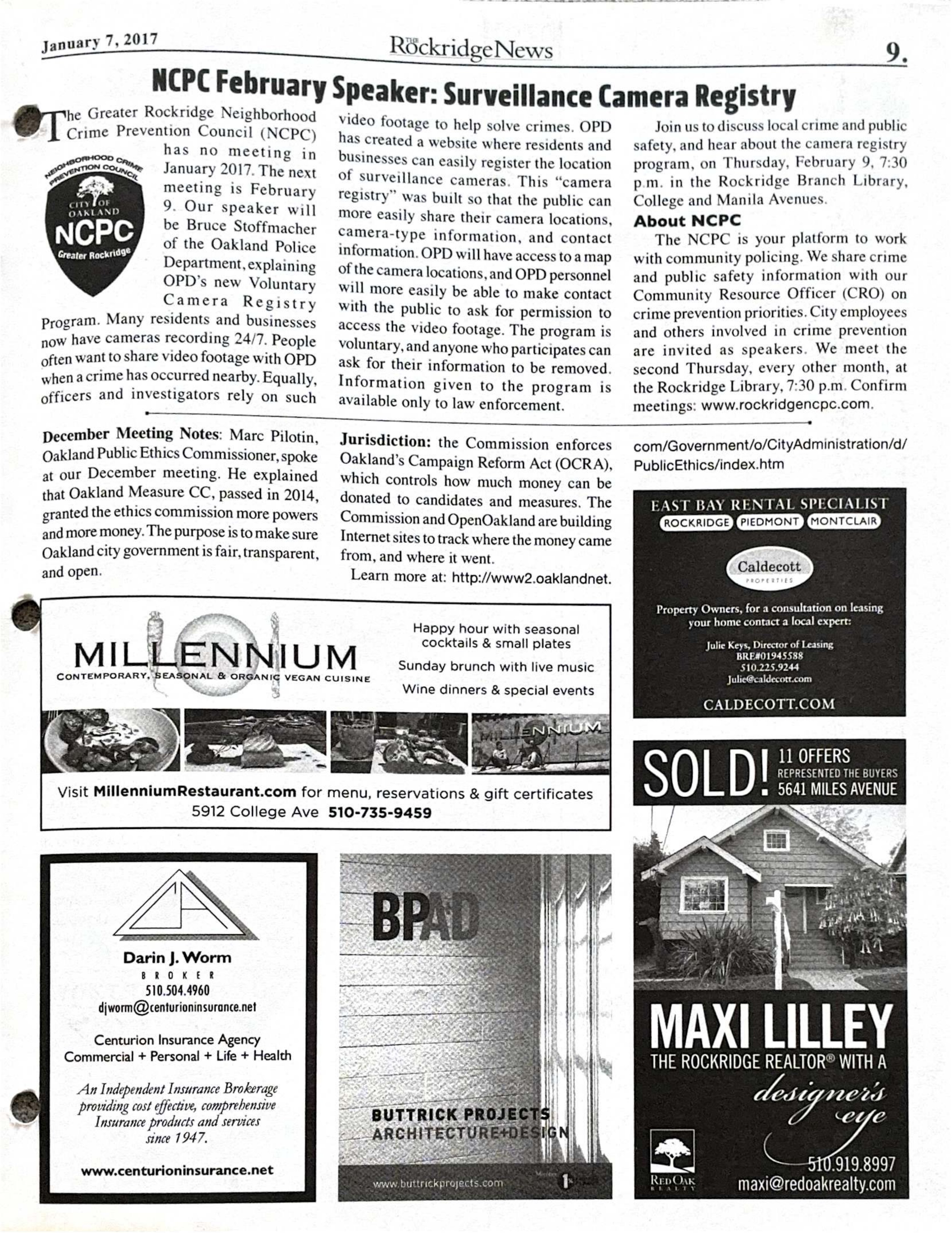 Click to zoom in The Rockridge News, January 2017, page 9
