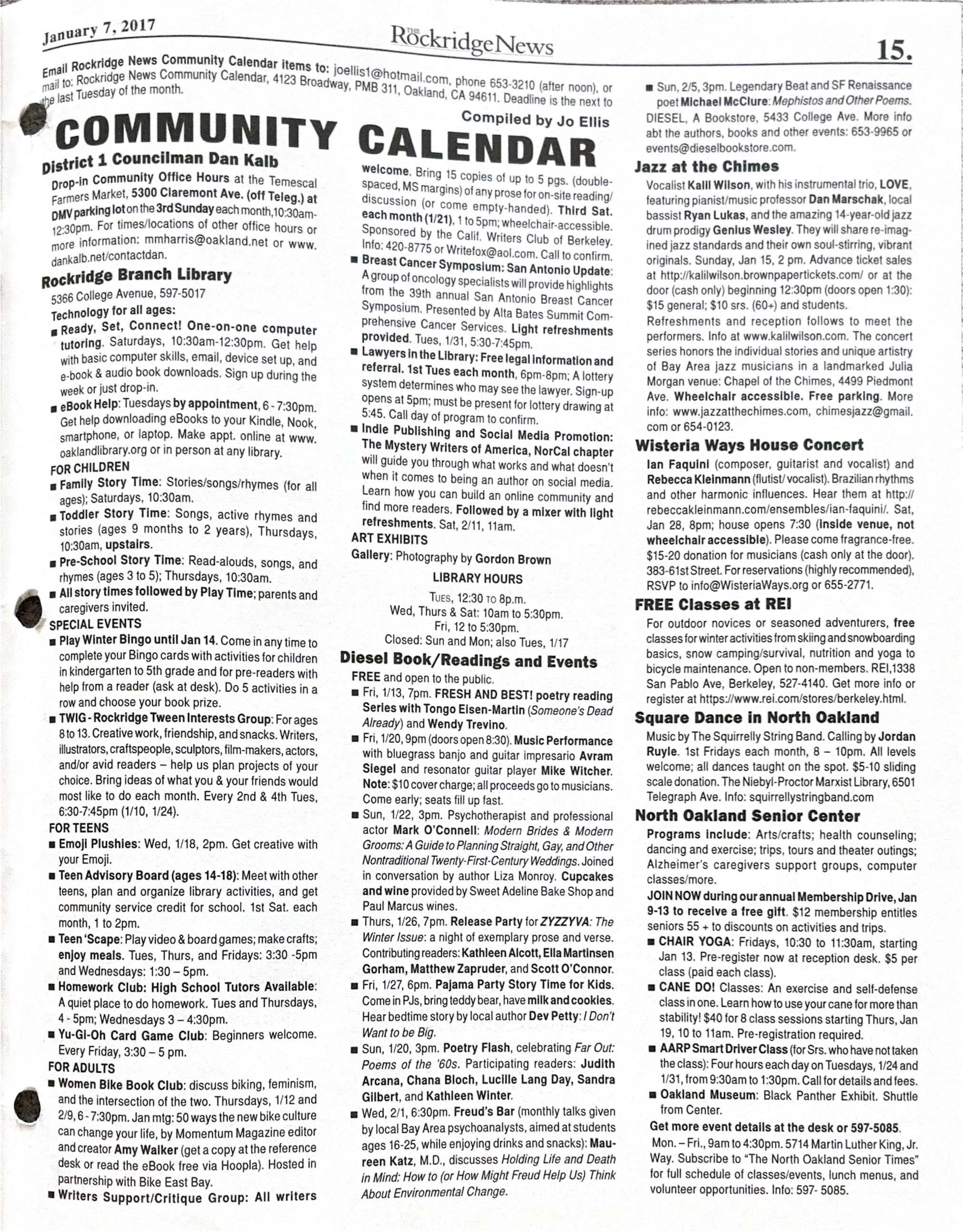 Click to zoom in The Rockridge News, January 2017, page 15