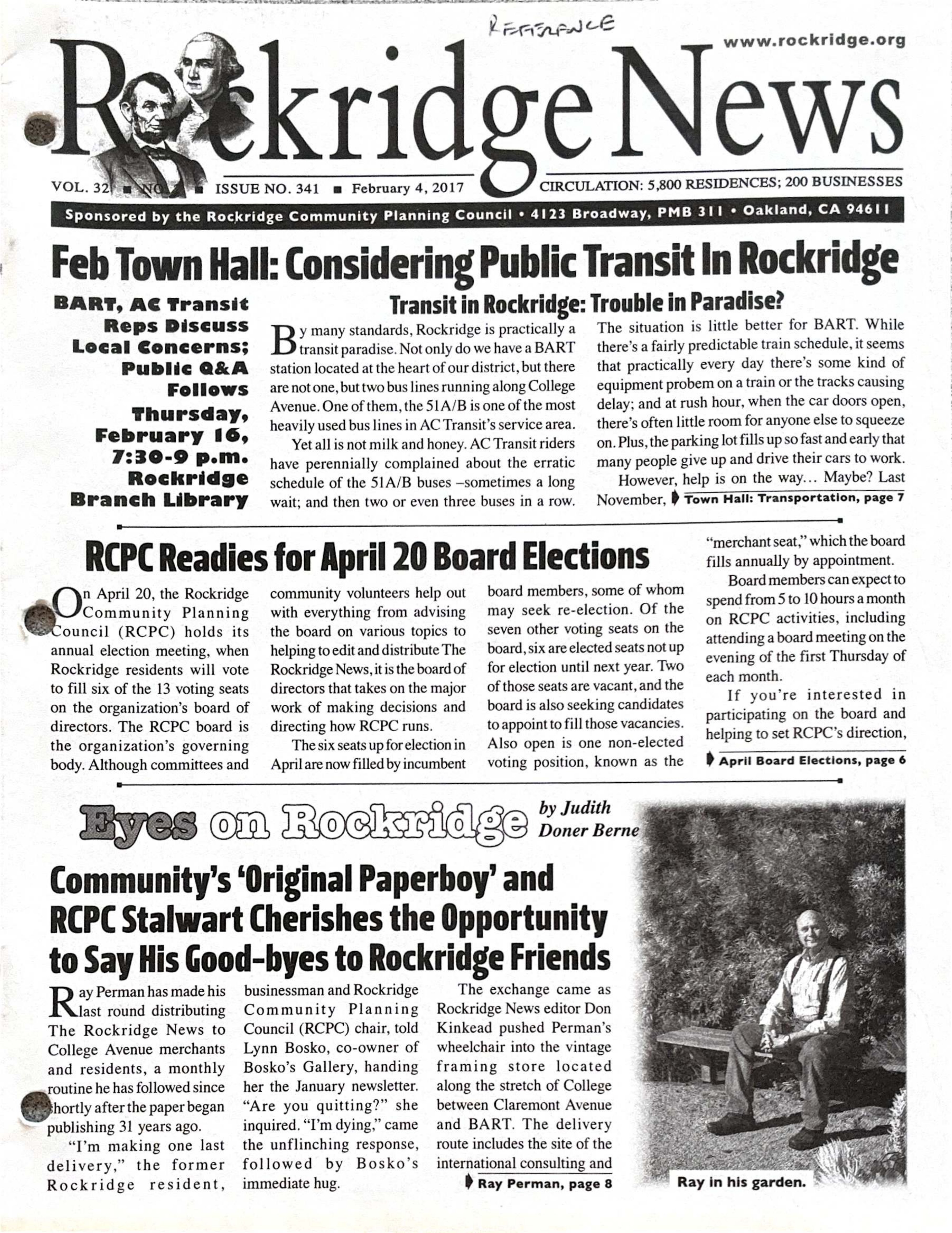 Click to zoom in The Rockridge News, February 2017, page 1
