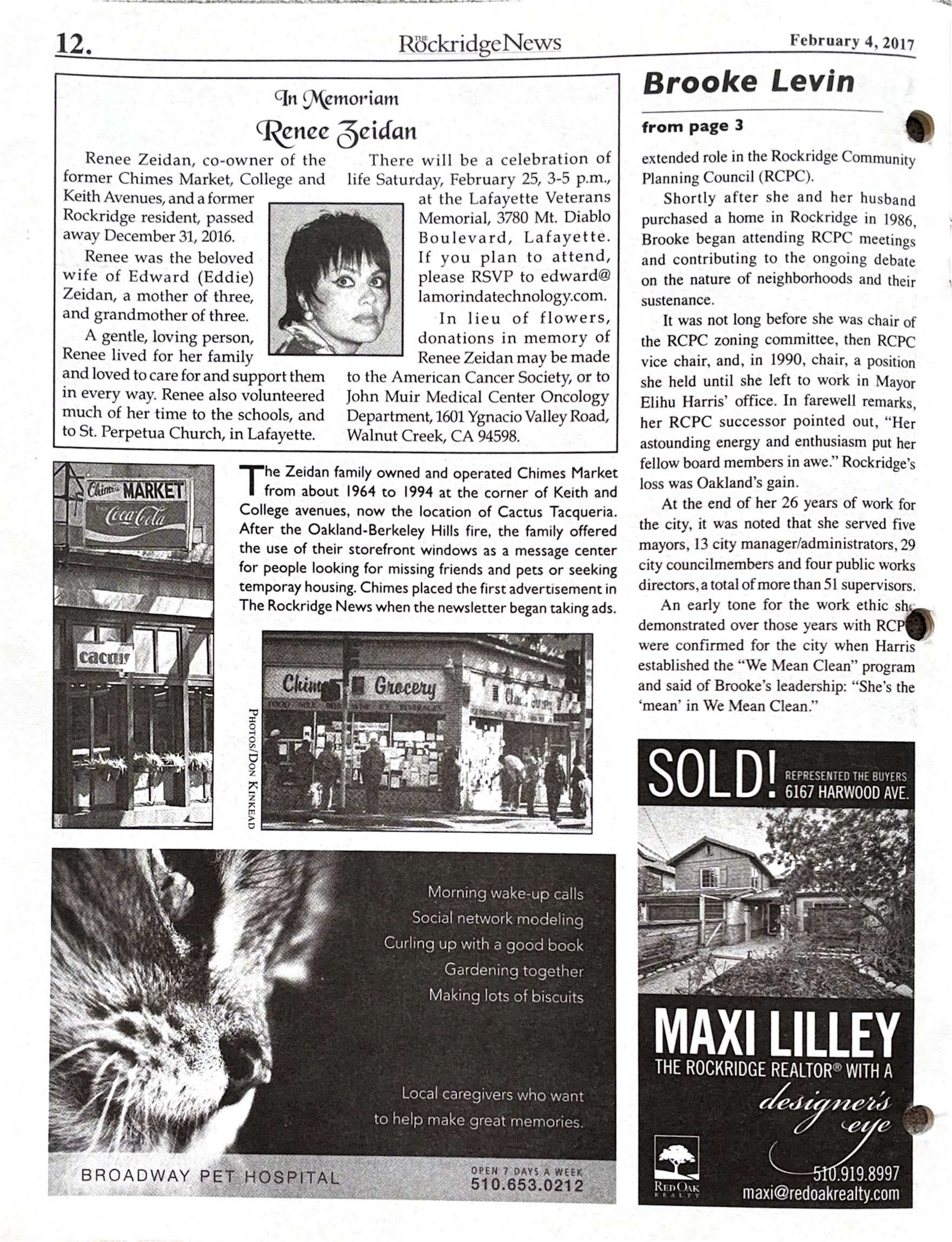 Click to zoom in The Rockridge News, February 2017, page 12