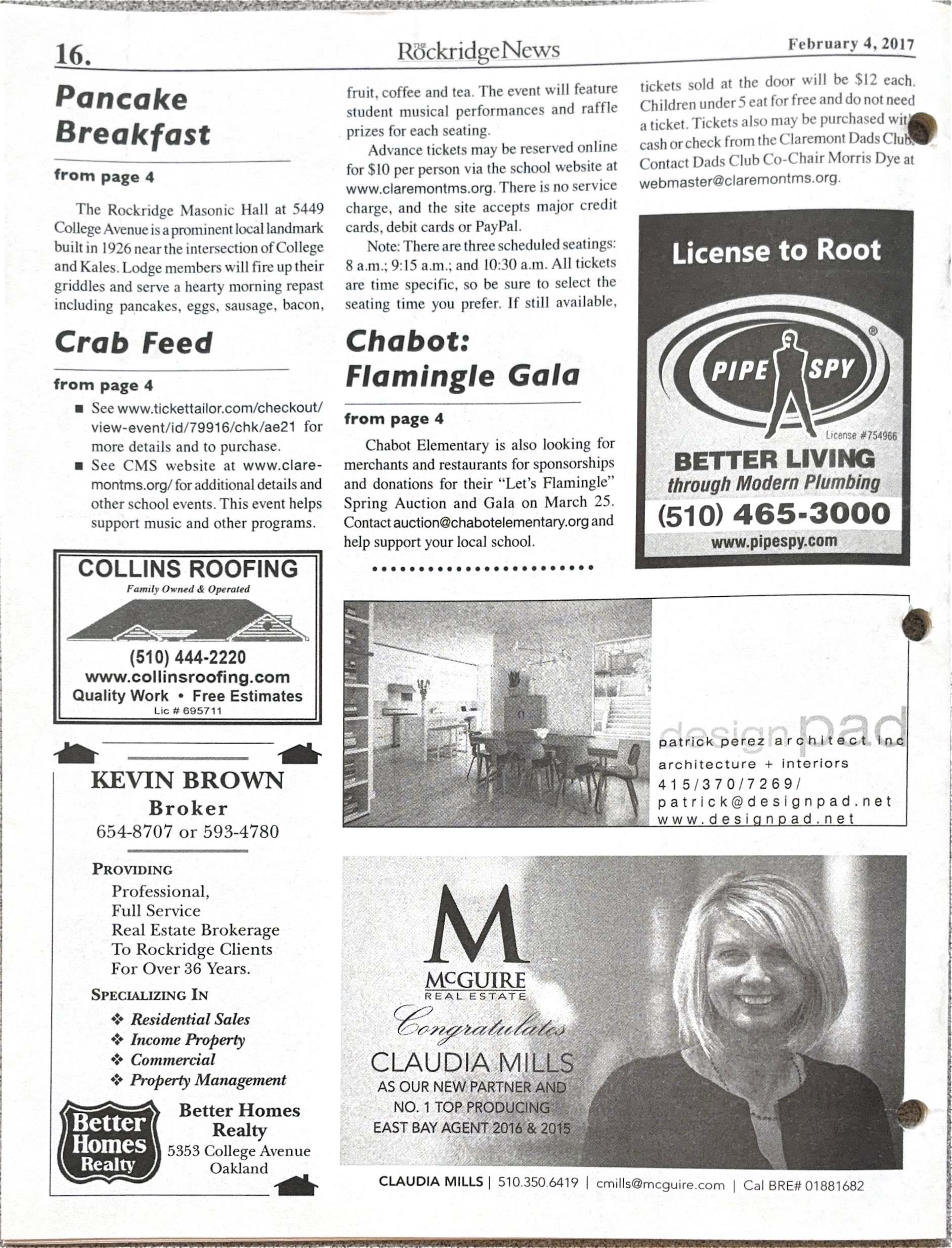 Click to zoom in The Rockridge News, February 2017, page 16