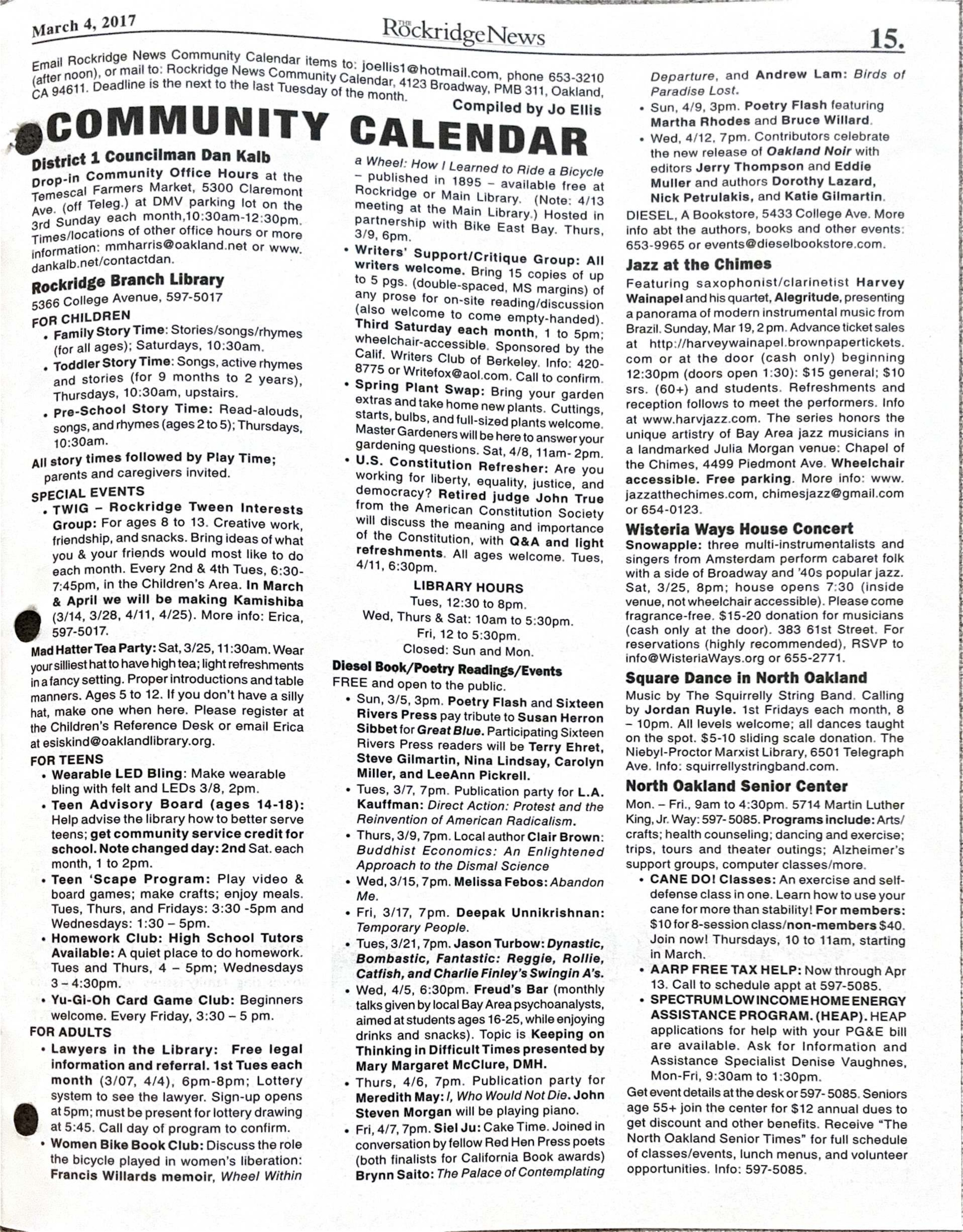 Click to zoom in The Rockridge News, March 2017, page 15