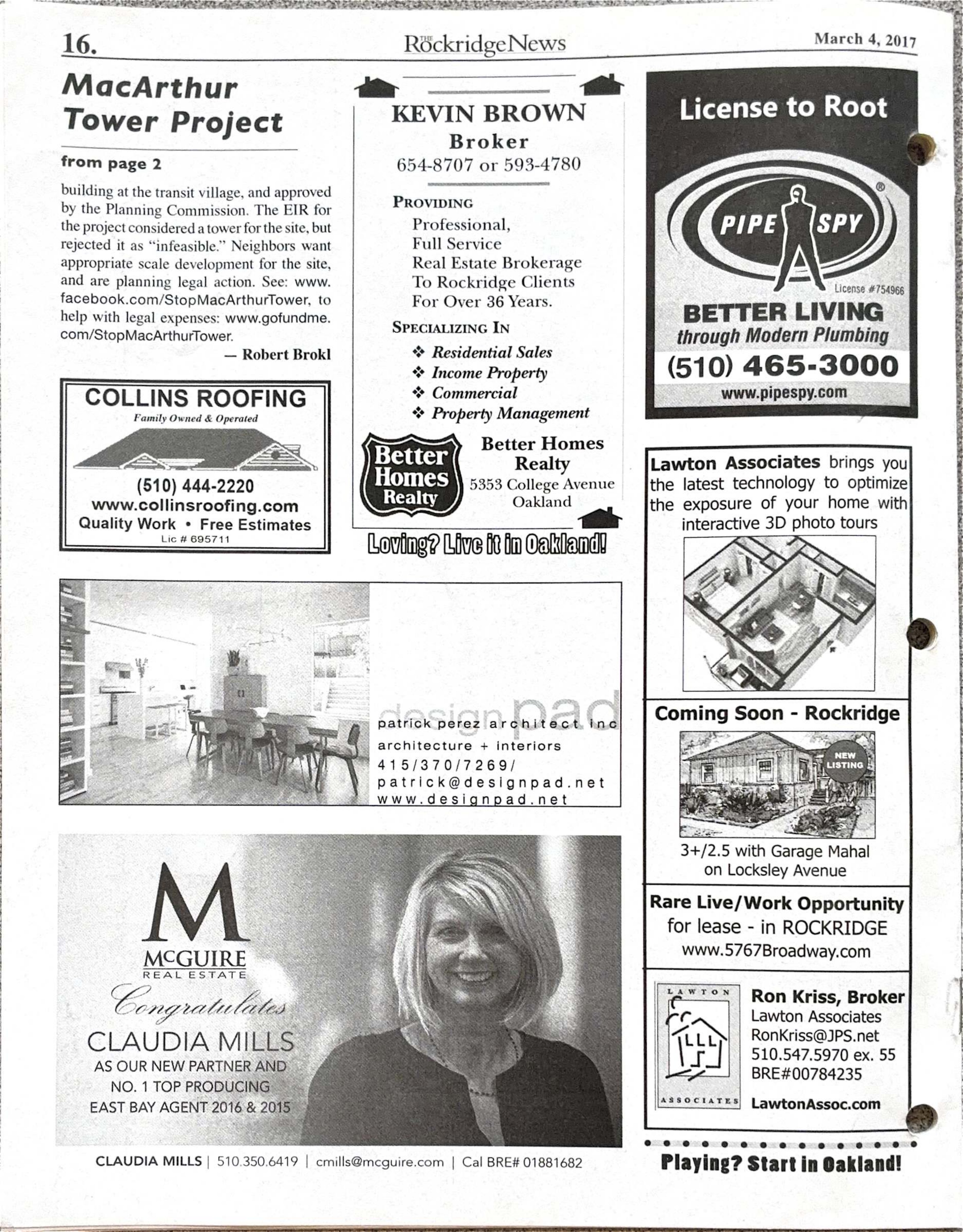 Click to zoom in The Rockridge News, March 2017, page 16