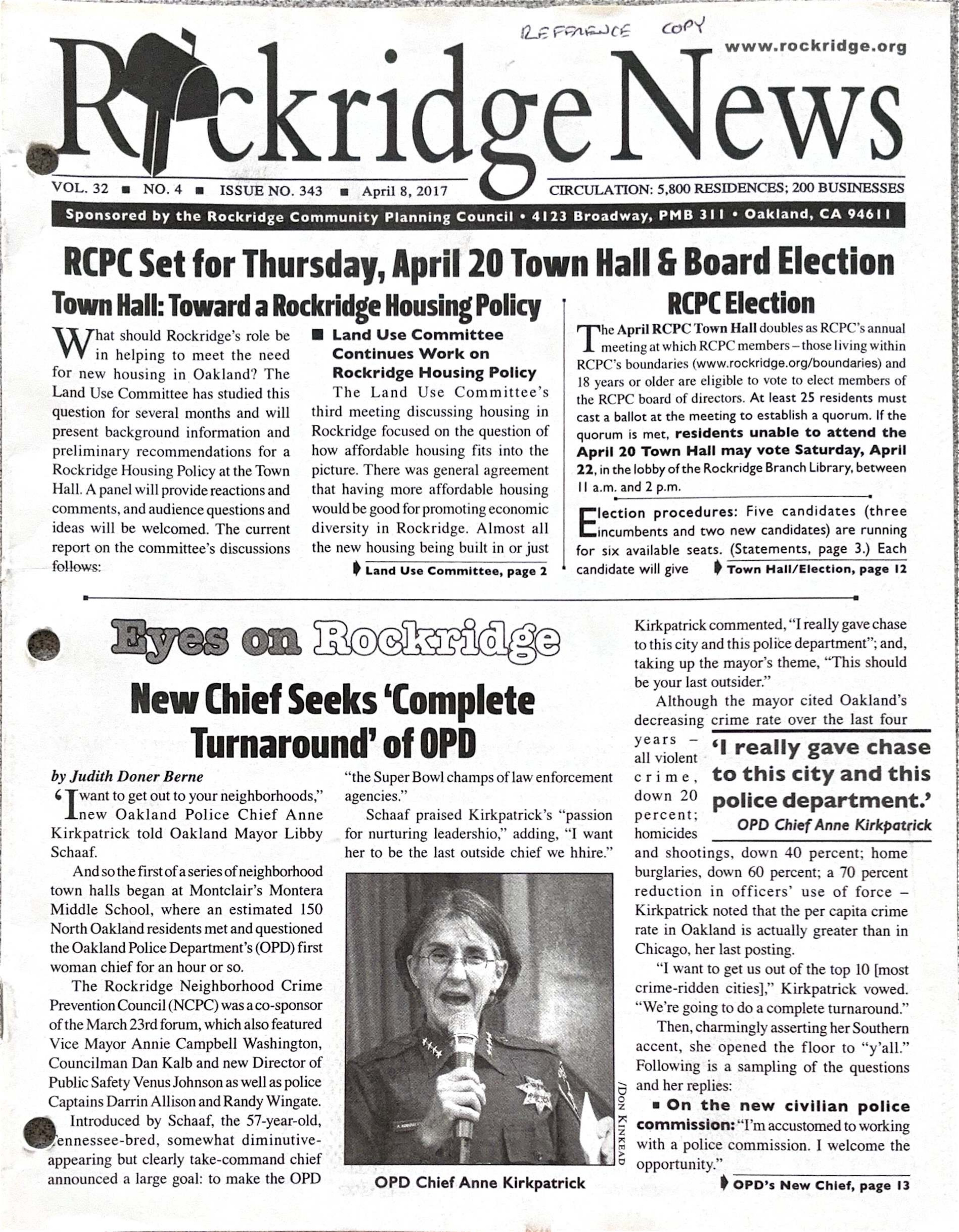 Click to zoom in The Rockridge News, April 2017, page 1
