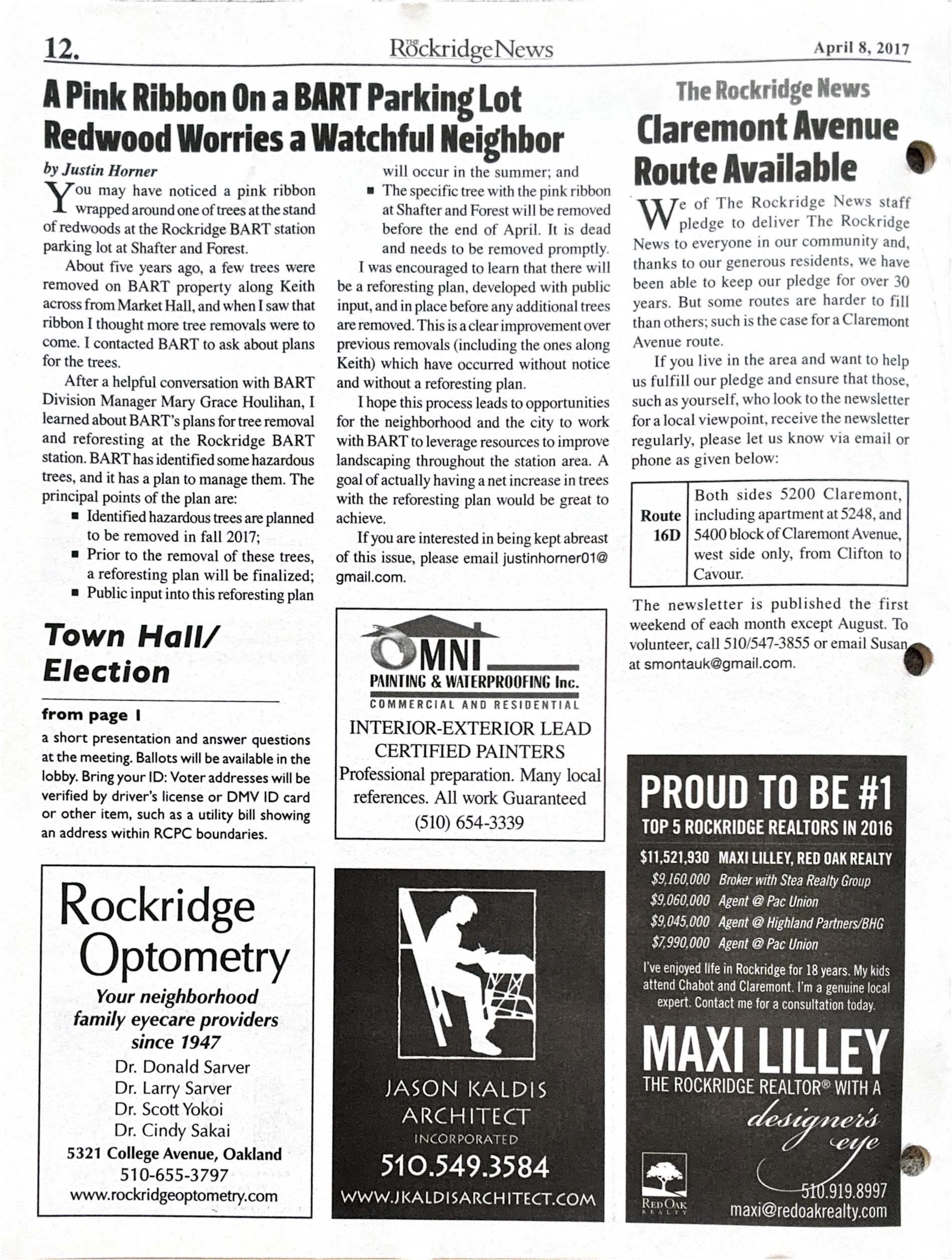 Click to zoom in The Rockridge News, April 2017, page 12