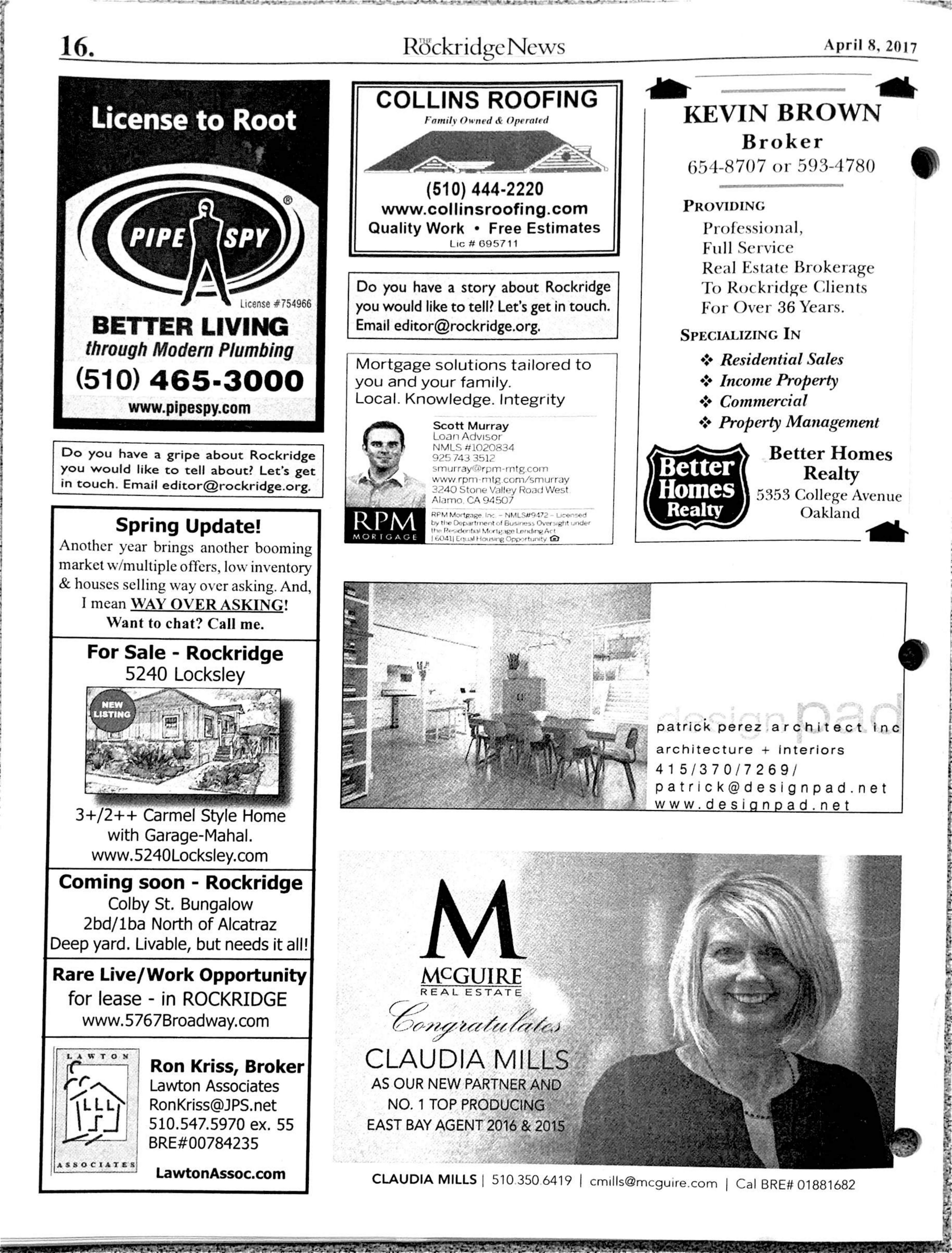 Click to zoom in The Rockridge News, April 2017, page 16