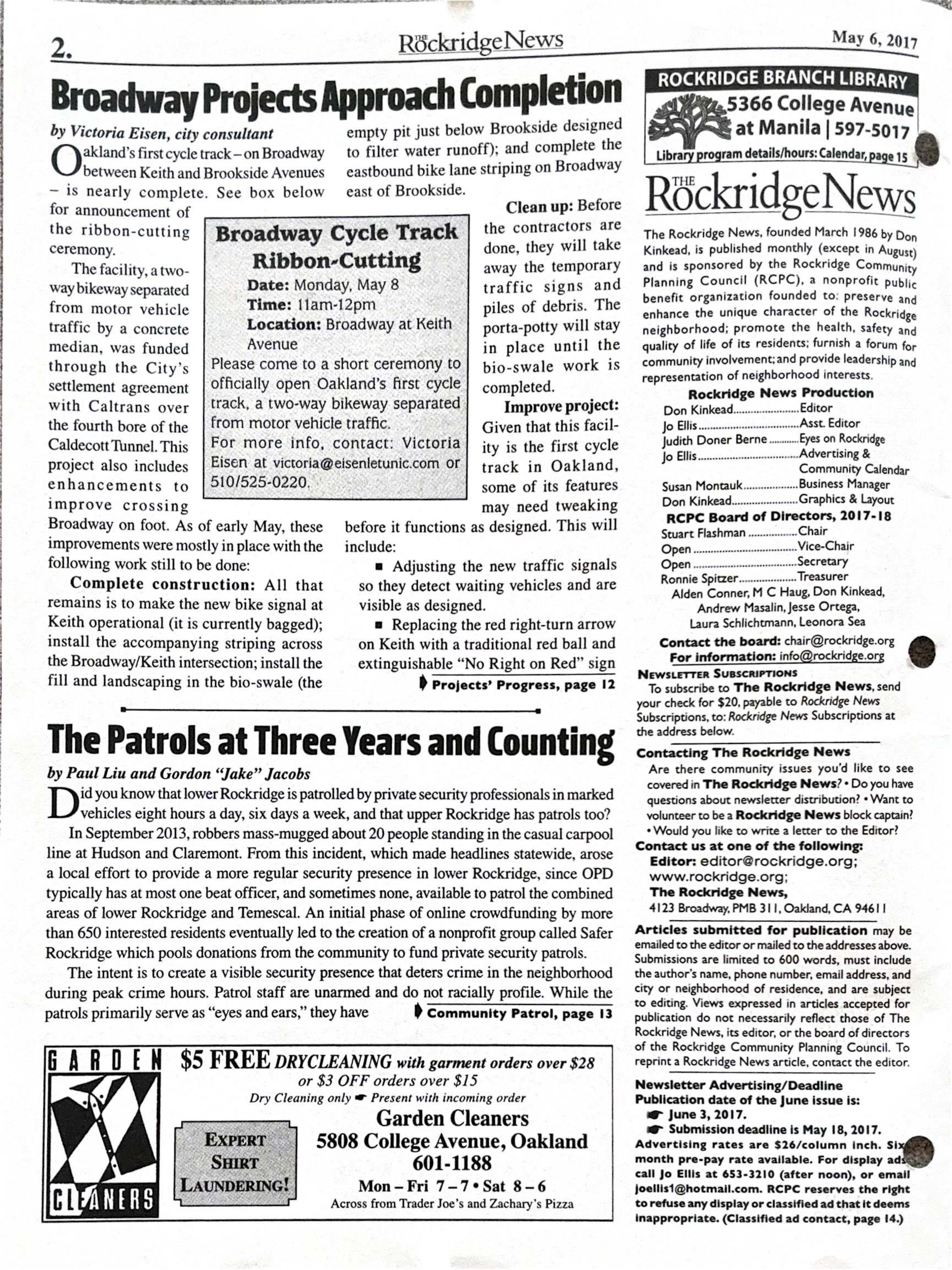 Click to zoom in The Rockridge News, May 2017, page 2