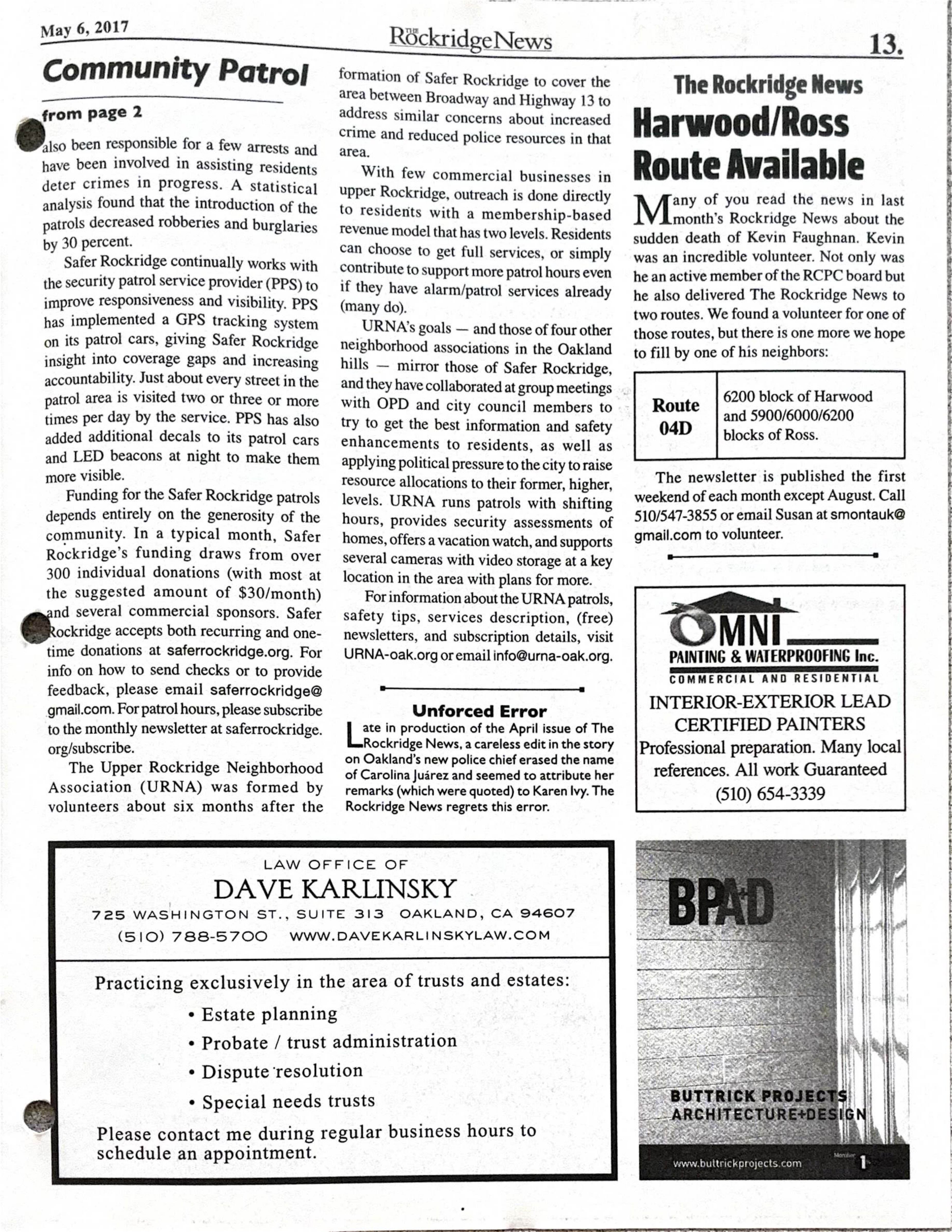 Click to zoom in The Rockridge News, May 2017, page 13