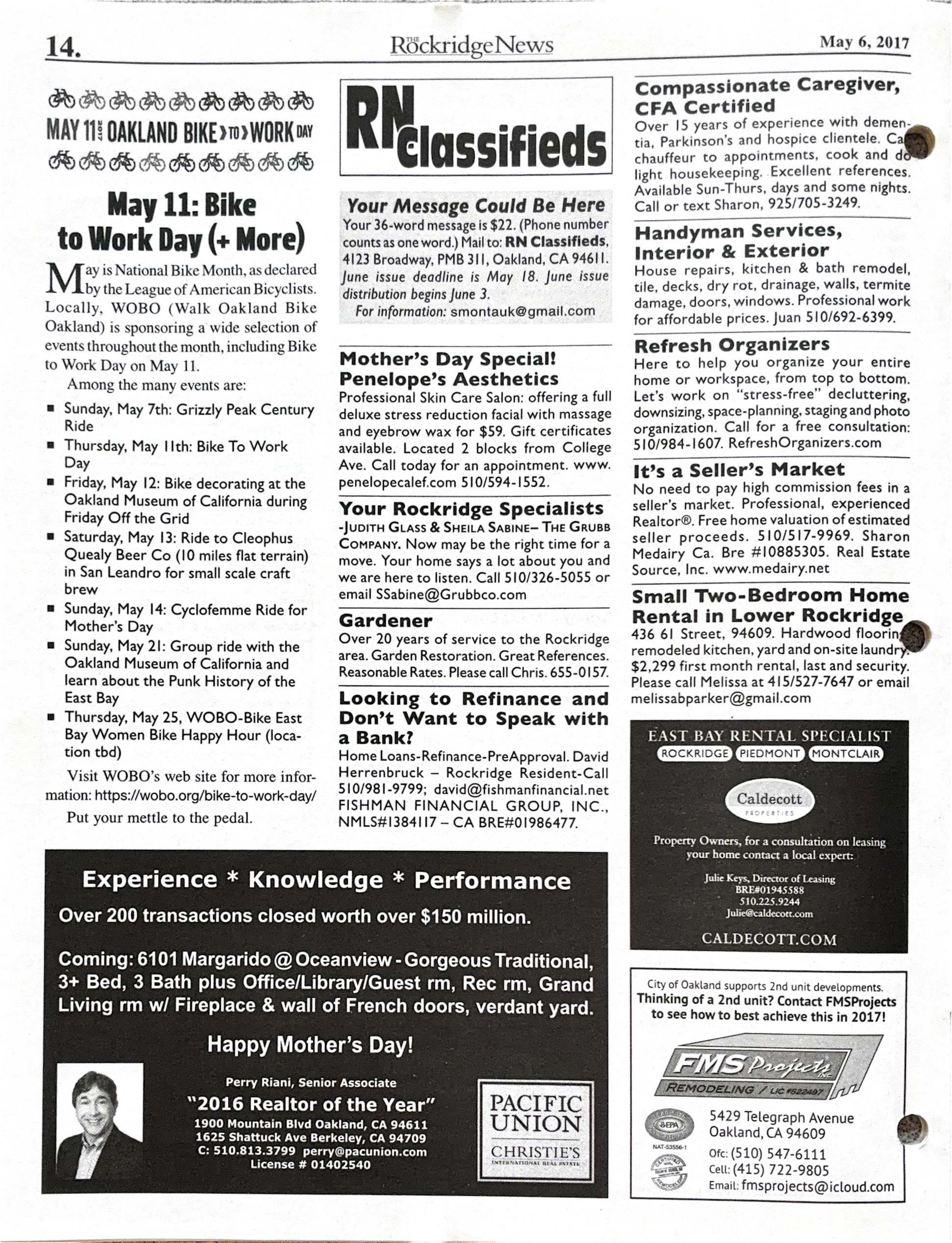 The Rockridge News, May 2017, page 14