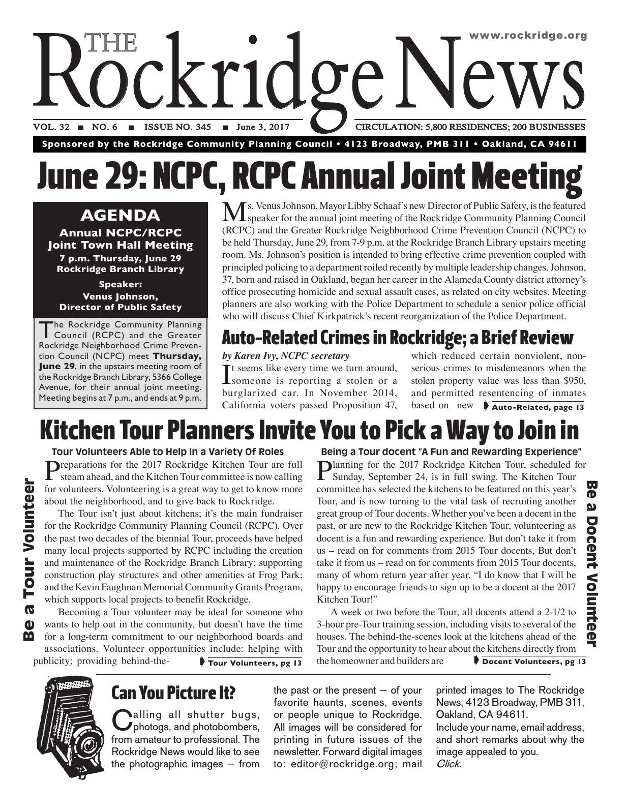 The Rockridge News, June 2017, page 1