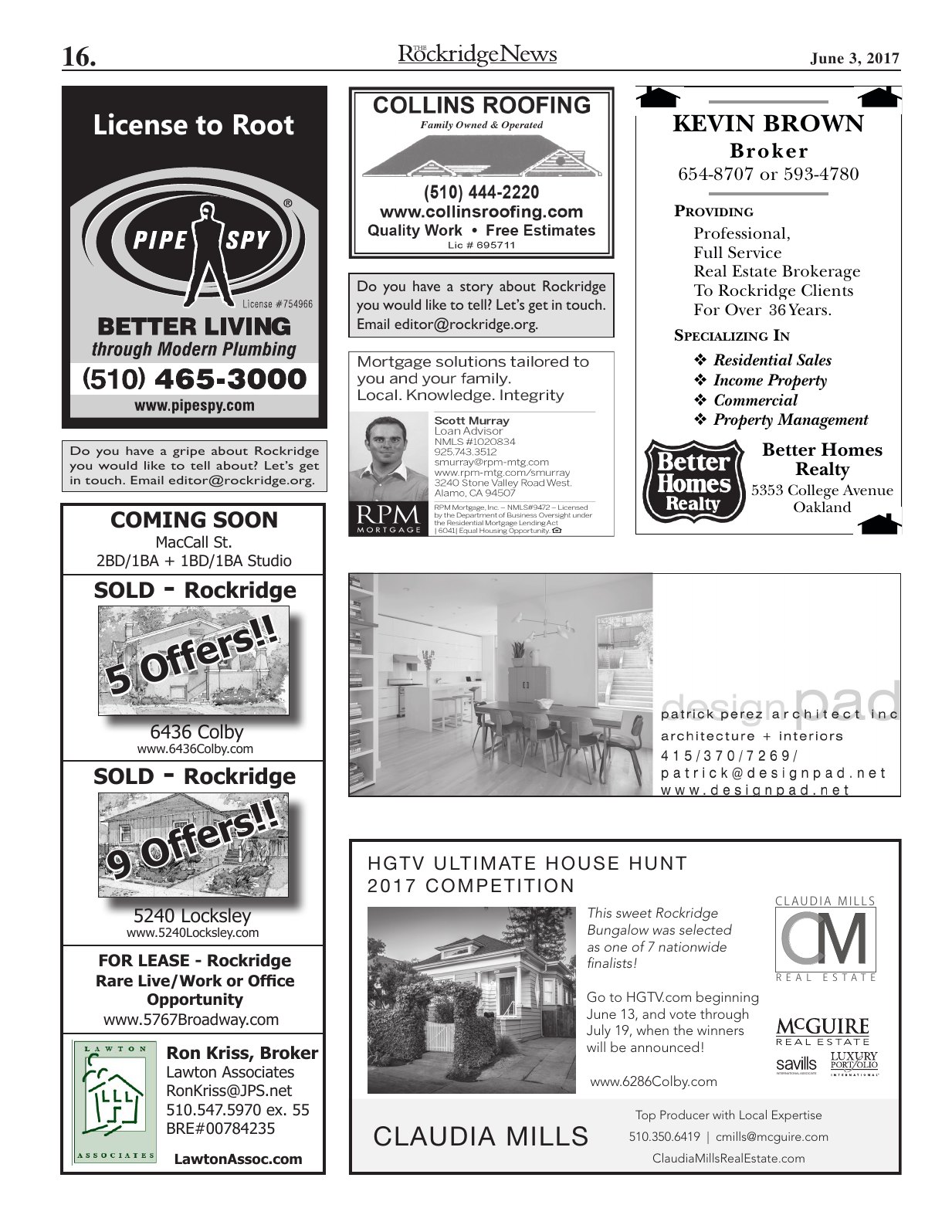 Click to zoom in The Rockridge News, June 2017, page 16