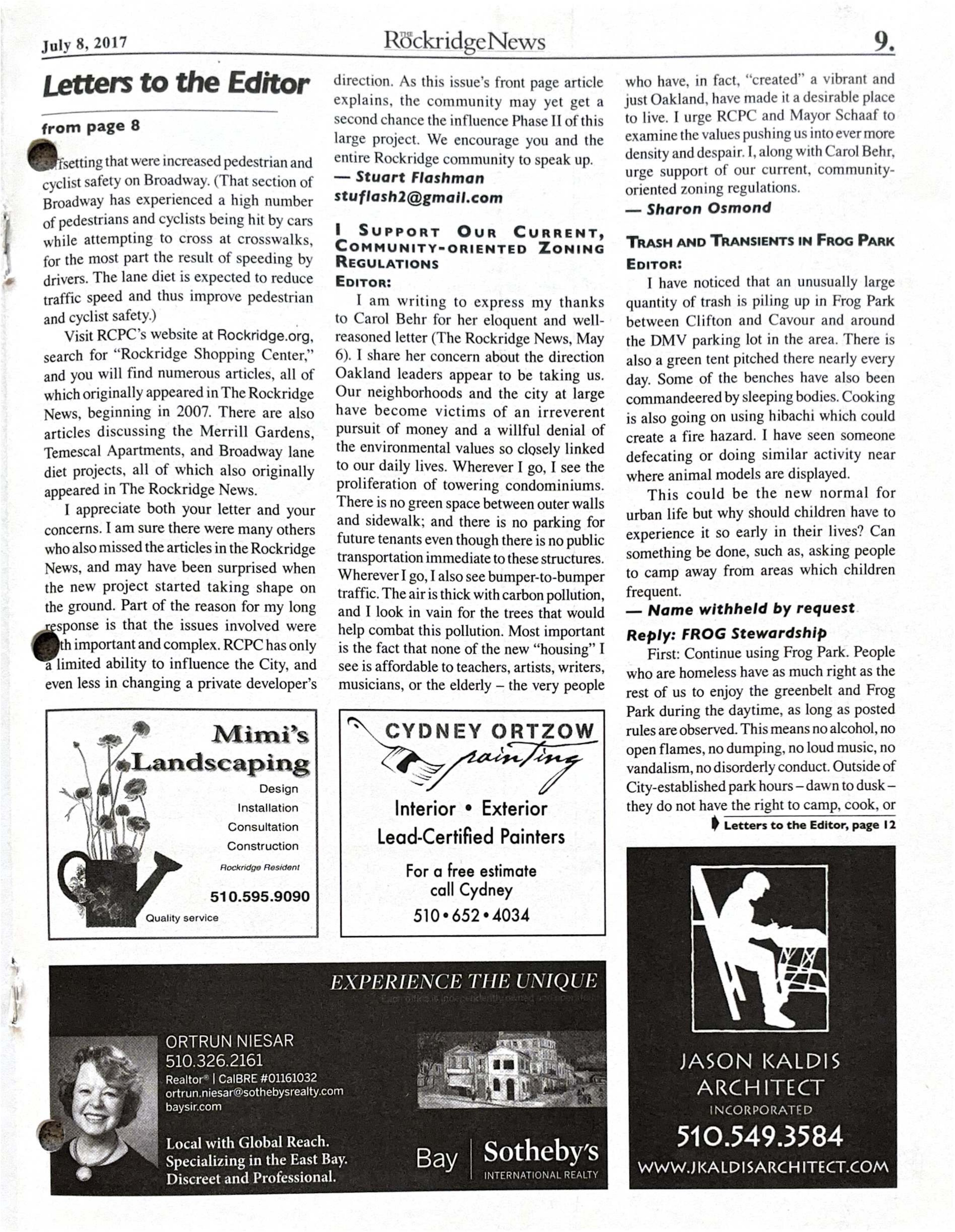 Click to zoom in The Rockridge News, July 2017, page 9