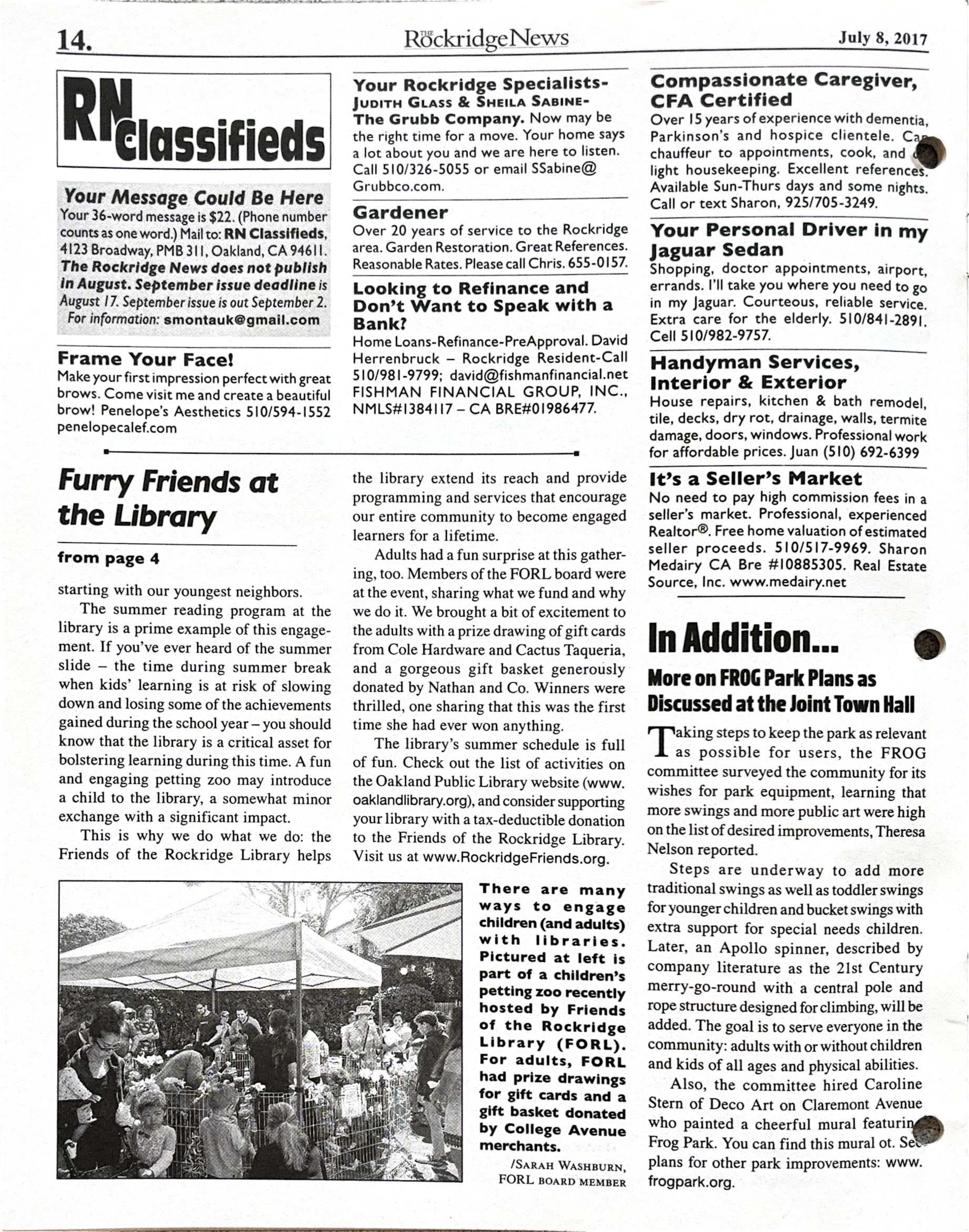 The Rockridge News, July 2017, page 14