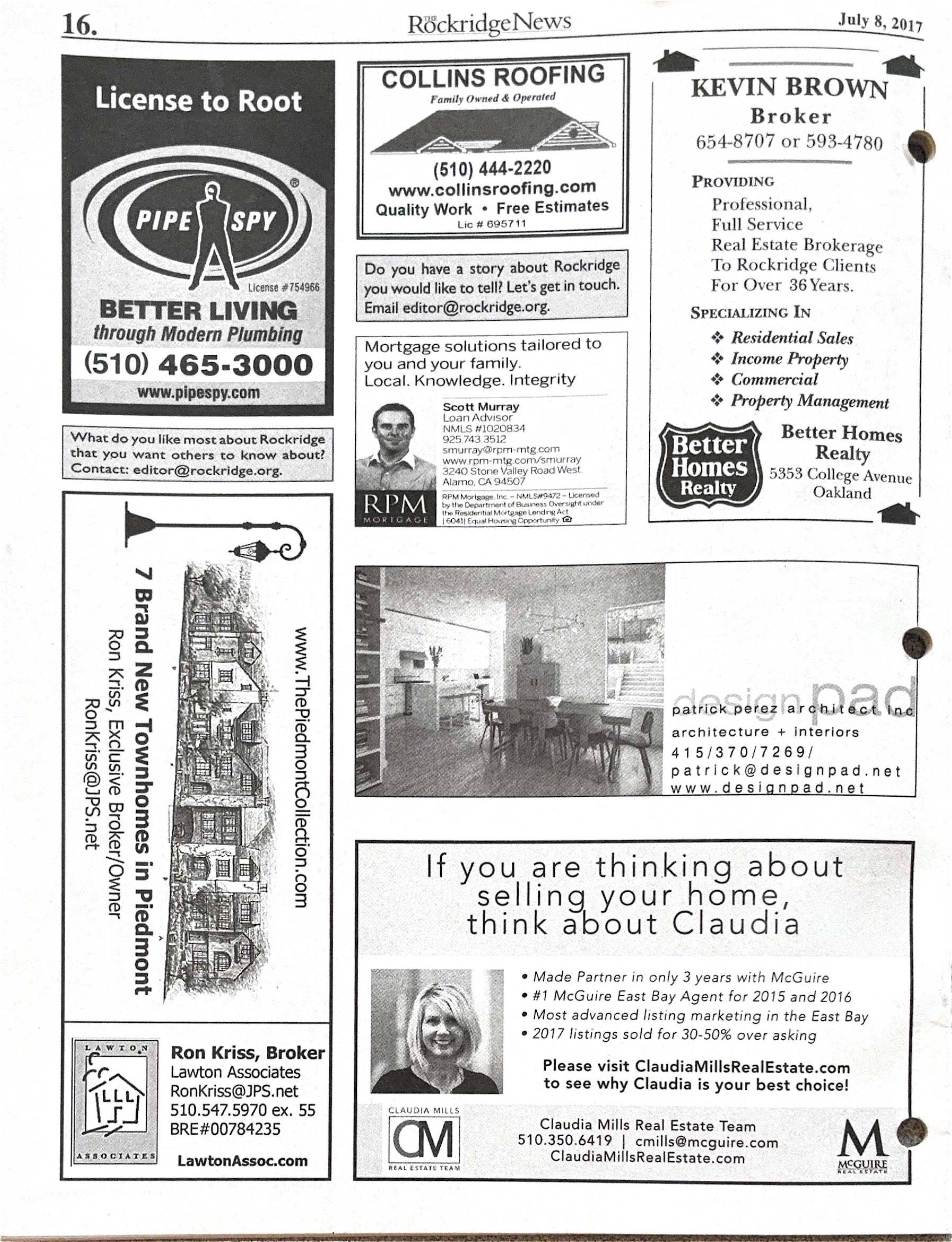 Click to zoom in The Rockridge News, July 2017, page 16