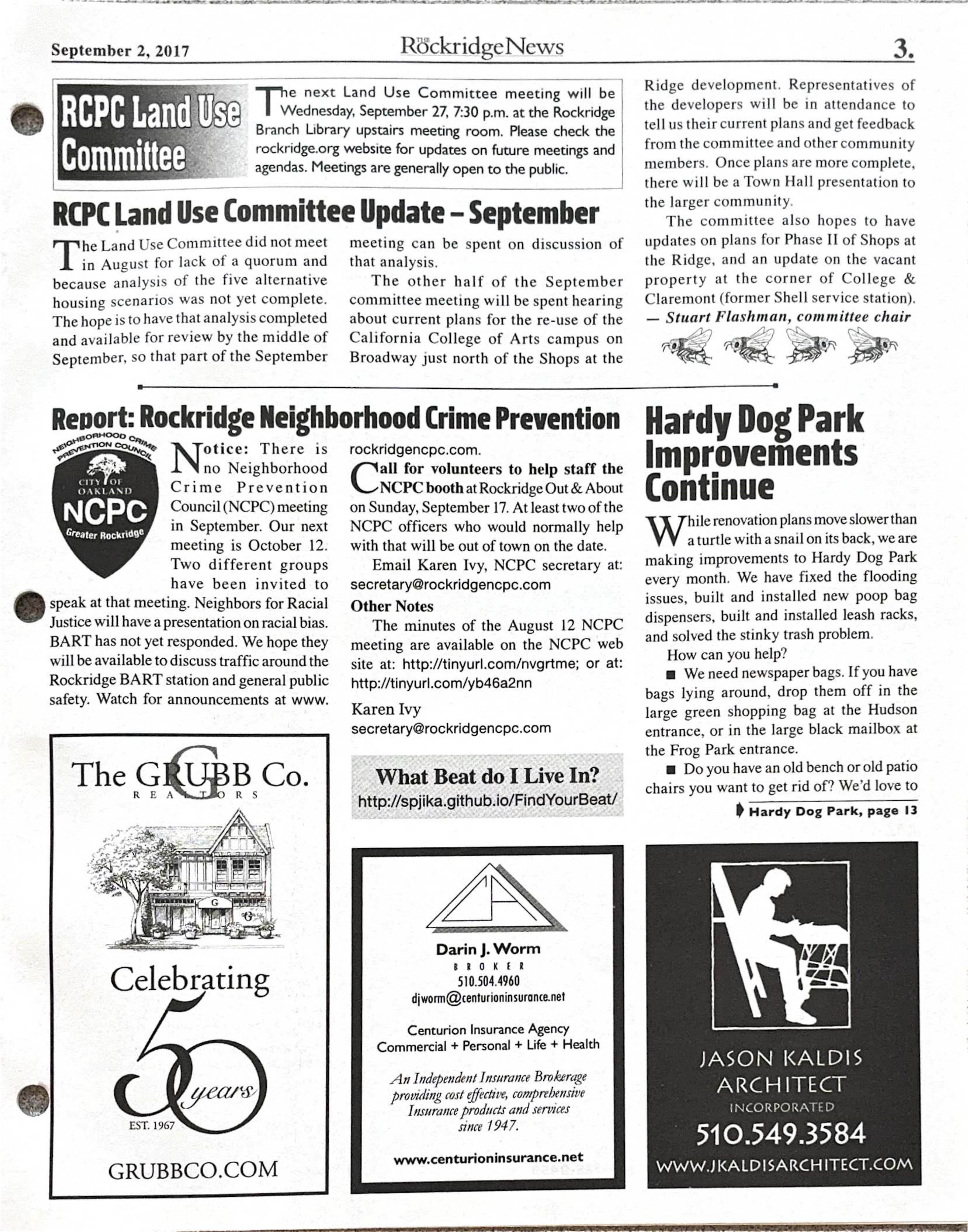 Click to zoom in The Rockridge News, September 2017, page 3