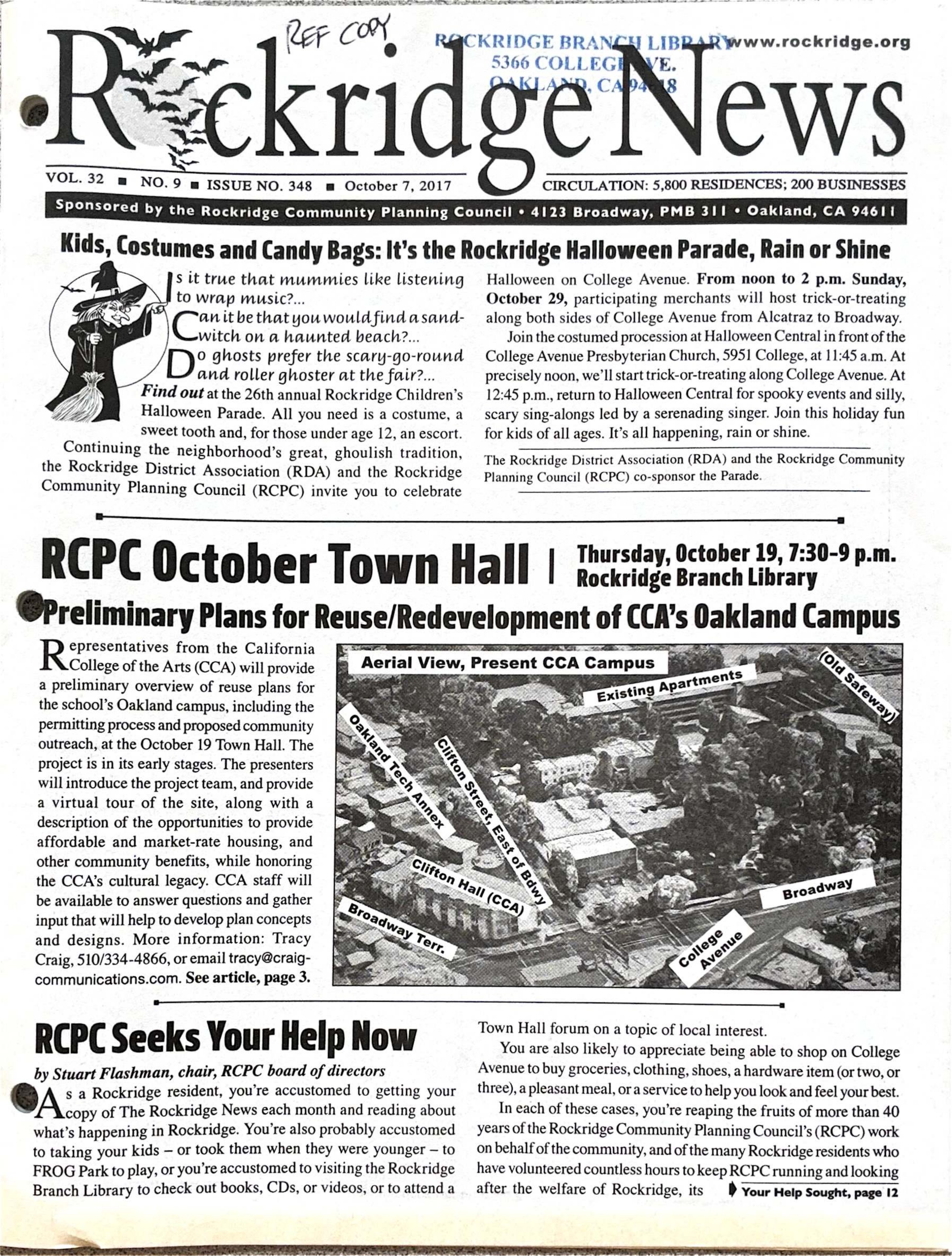 The Rockridge News, October 2017, page 1