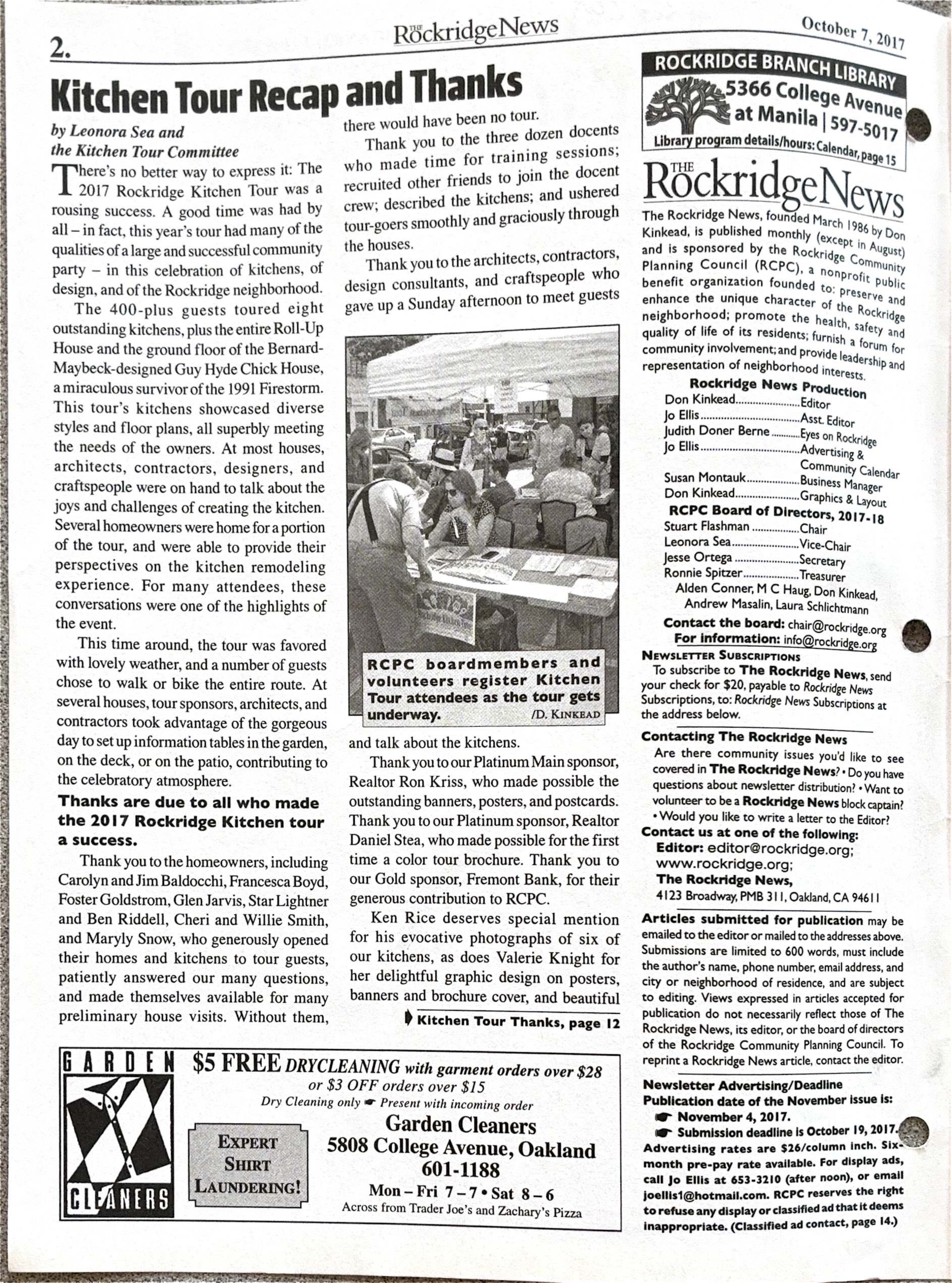 Click to zoom in The Rockridge News, October 2017, page 2