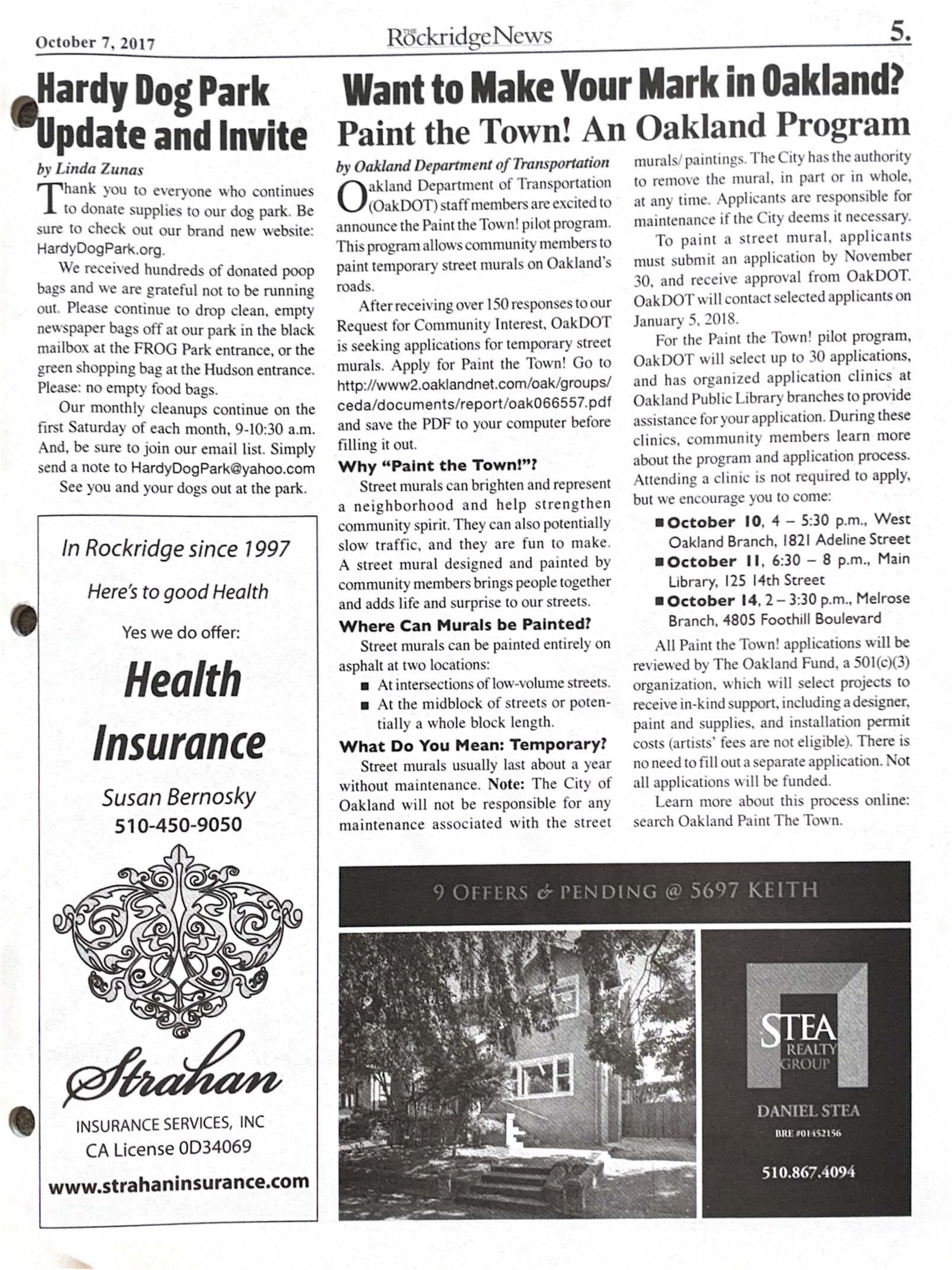 Click to zoom in The Rockridge News, October 2017, page 5