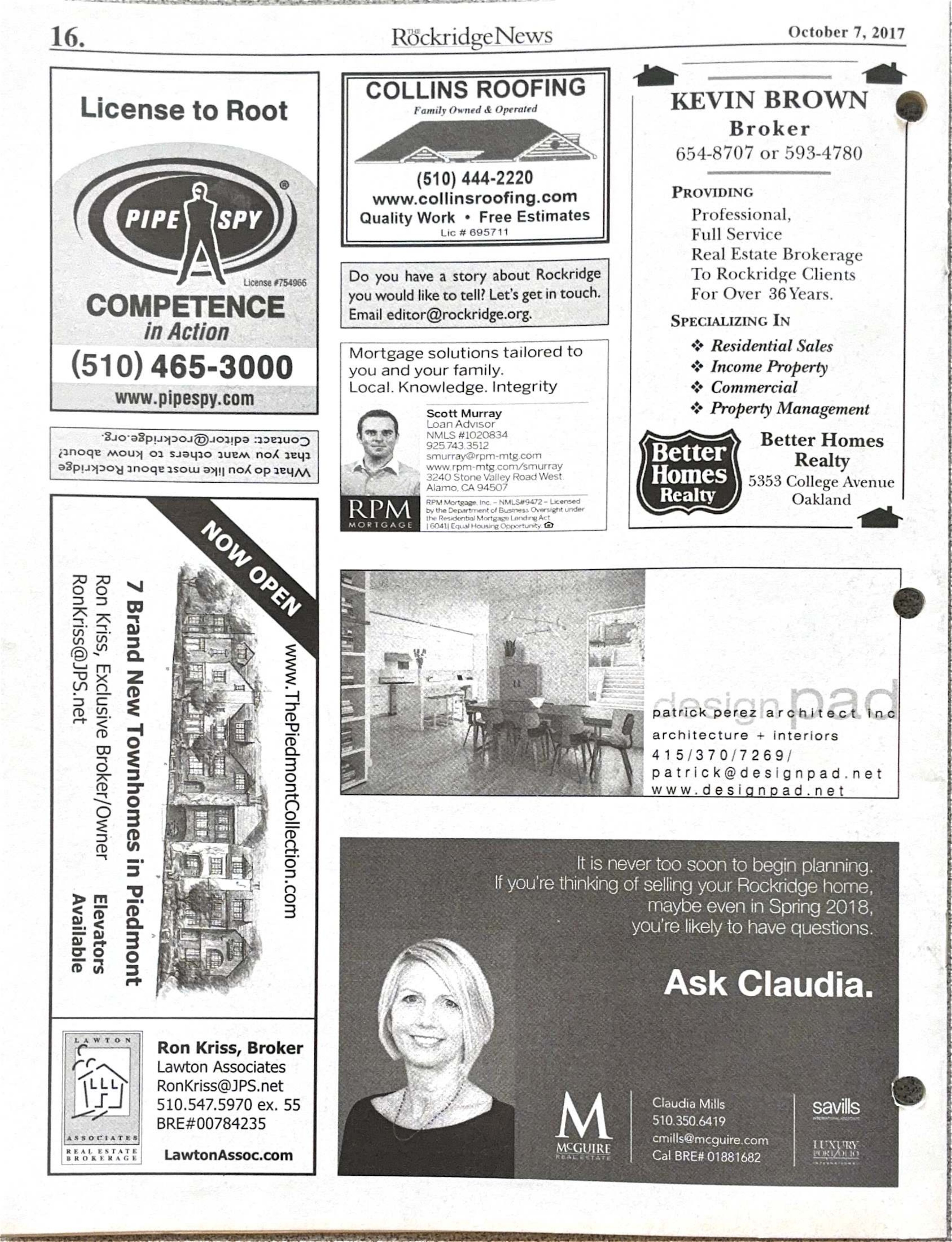 Click to zoom in The Rockridge News, October 2017, page 16