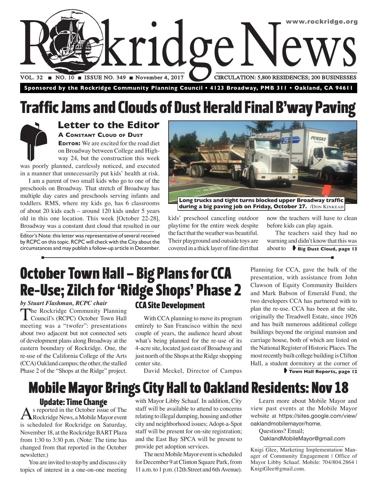Click to zoom in The Rockridge News, November 2017, page 1