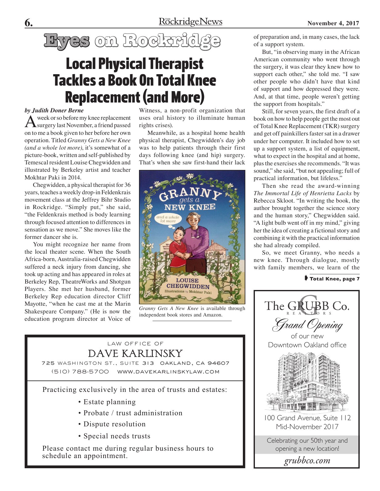 The Rockridge News, November 2017, page 6