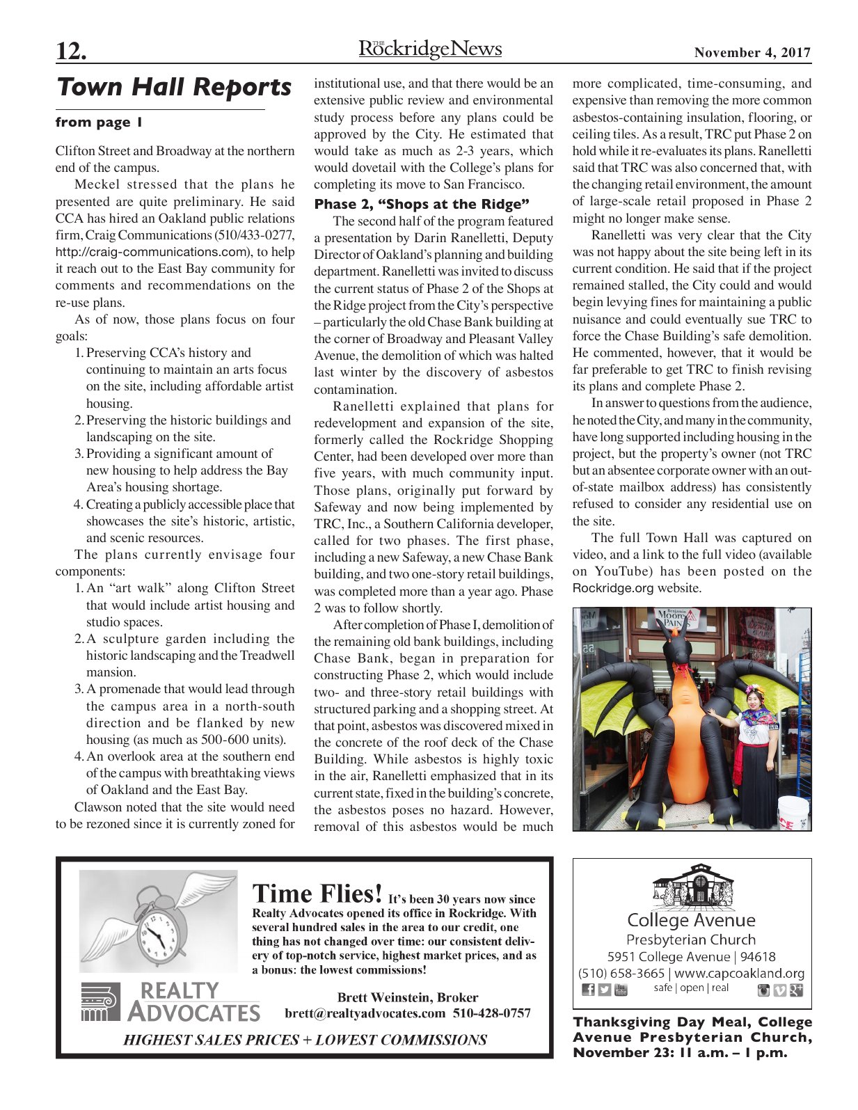 Click to zoom in The Rockridge News, November 2017, page 12