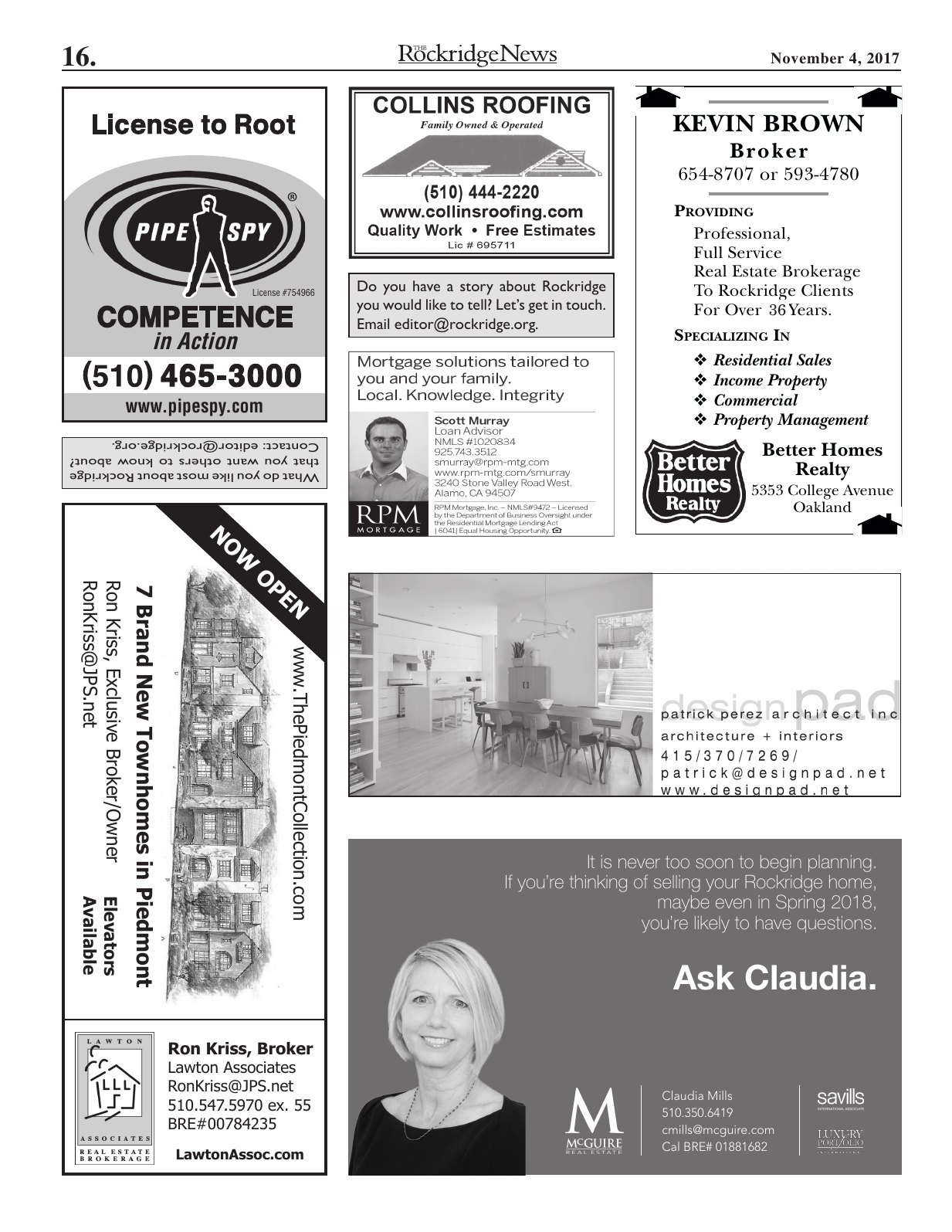 Click to zoom in The Rockridge News, November 2017, page 16