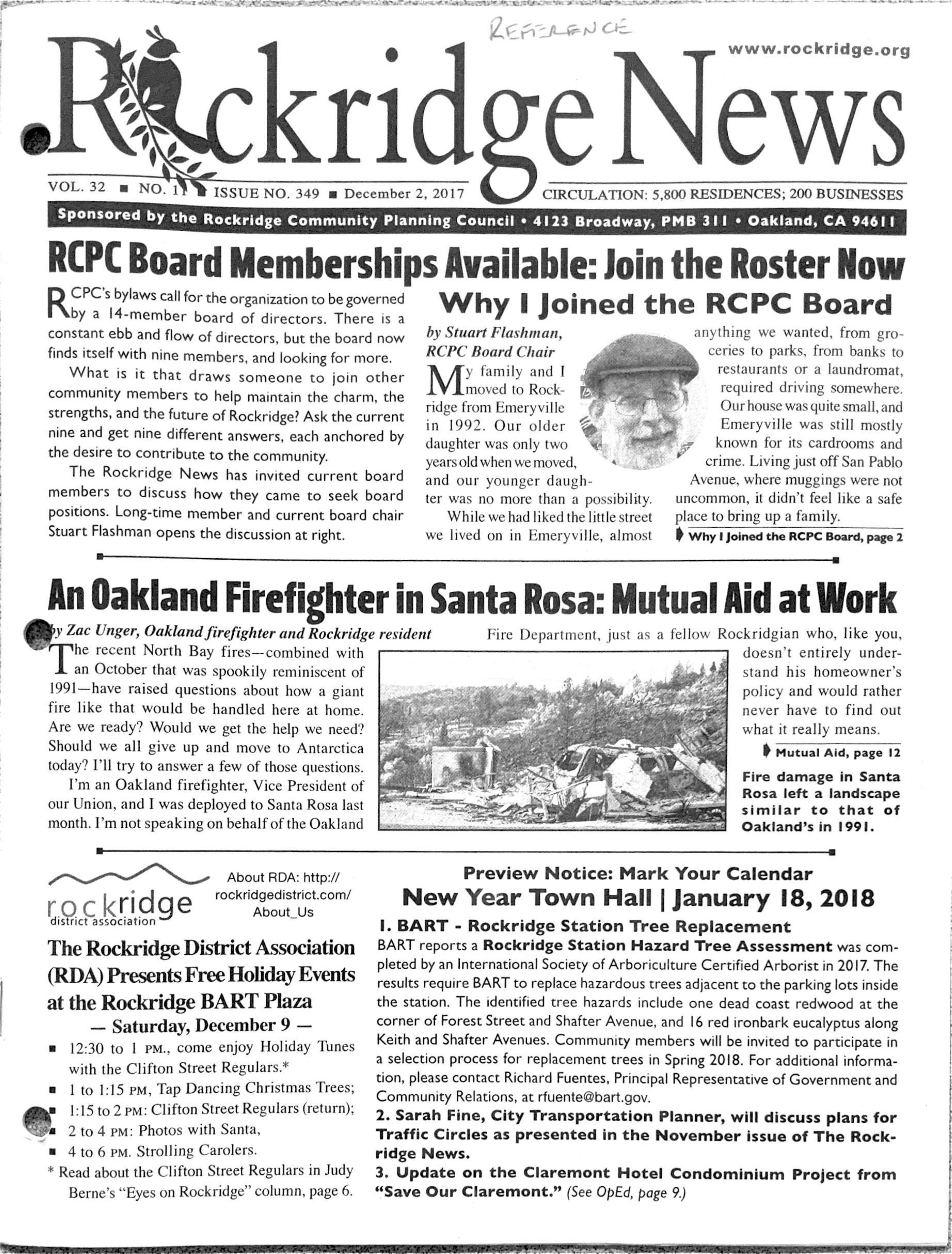 Click to zoom in The Rockridge News, December 2017, page 1