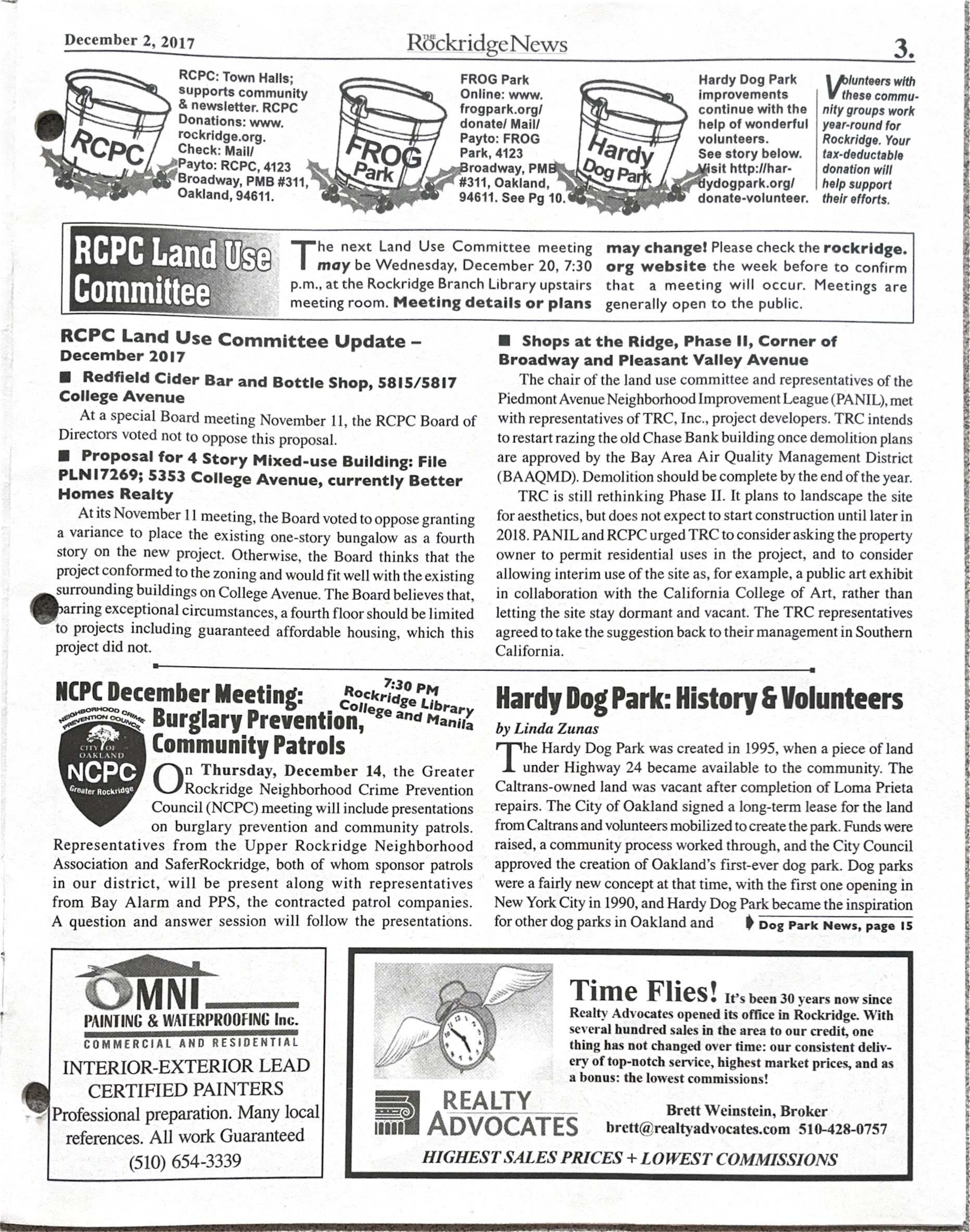 Click to zoom in The Rockridge News, December 2017, page 3