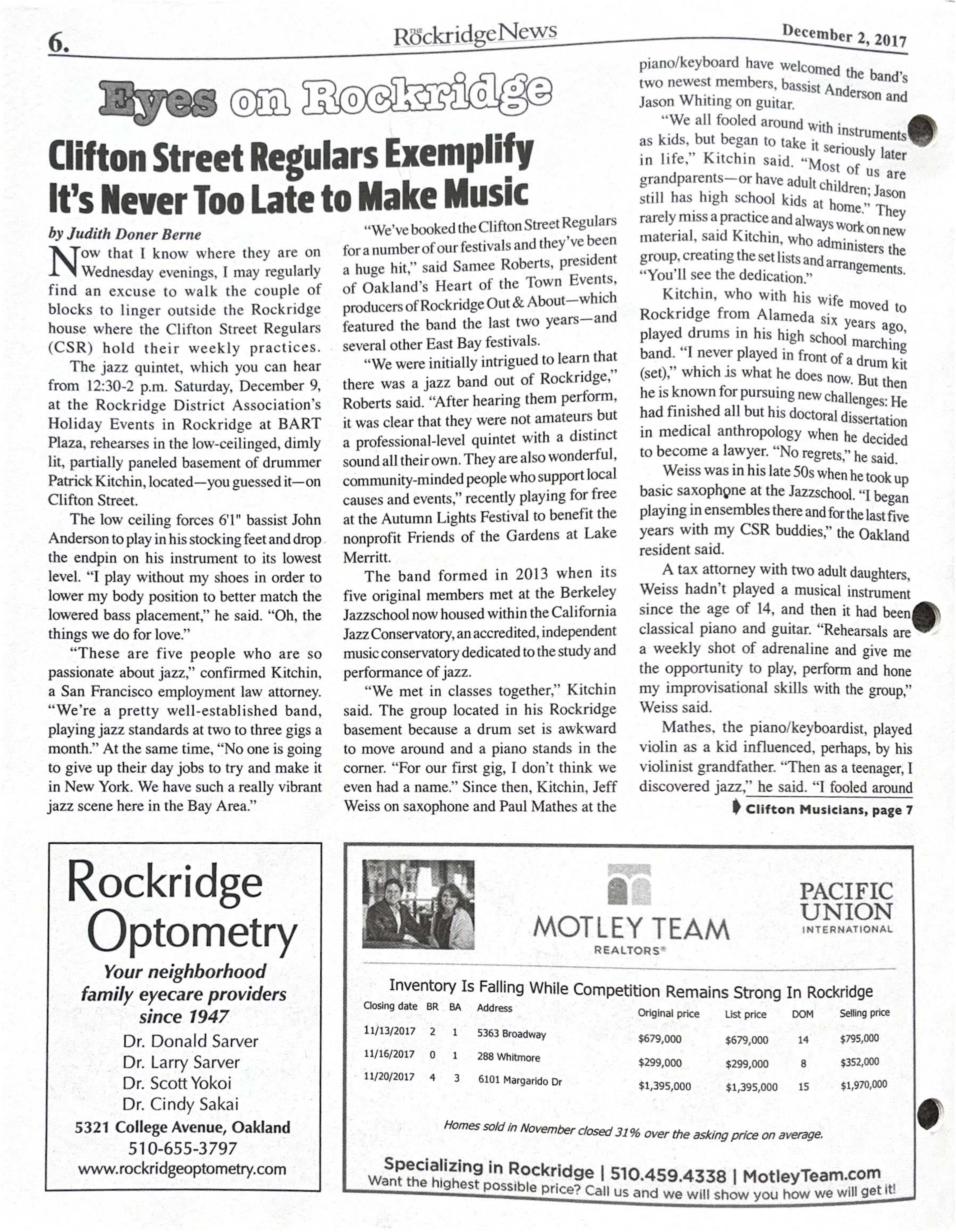 The Rockridge News, December 2017, page 6