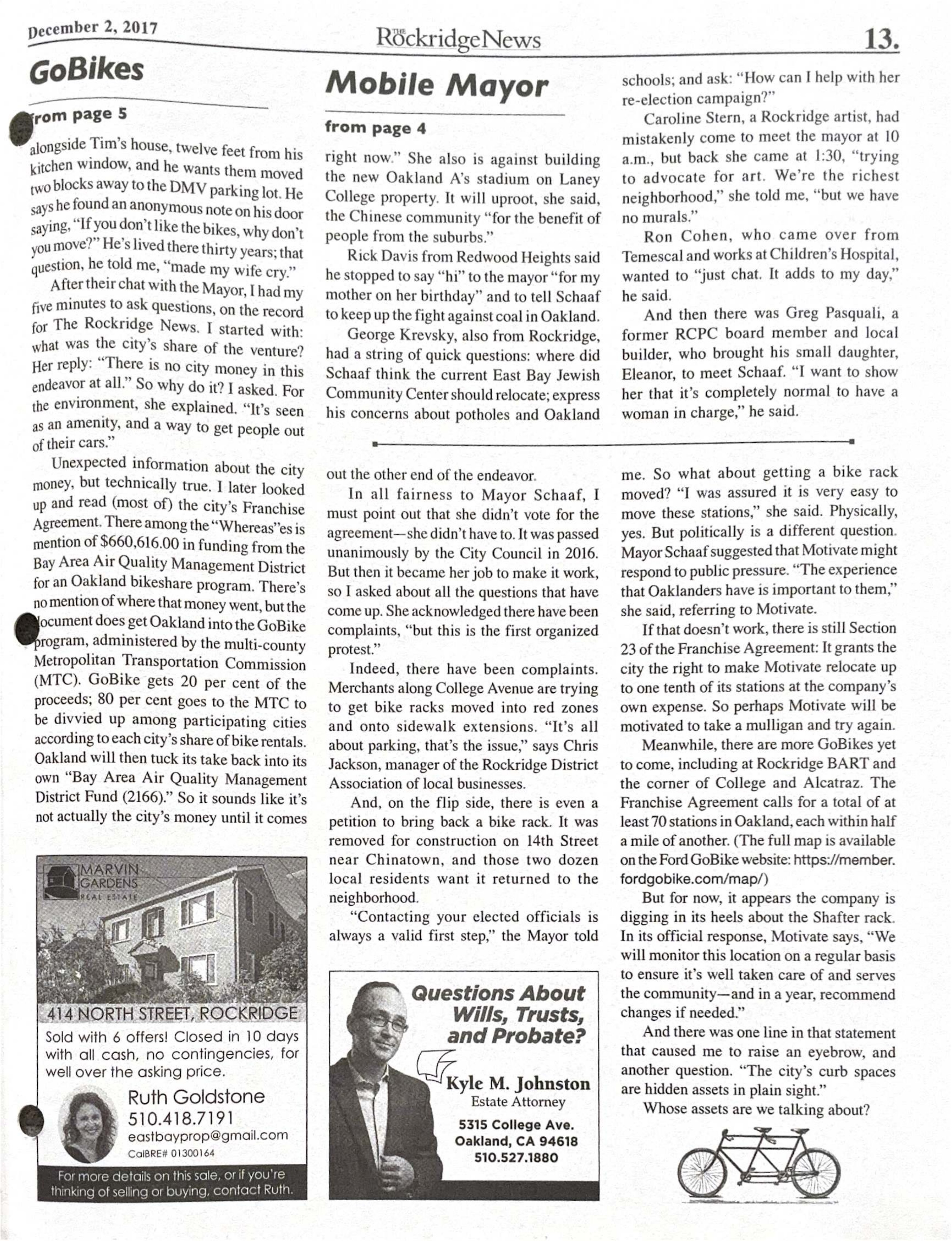 Click to zoom in The Rockridge News, December 2017, page 13