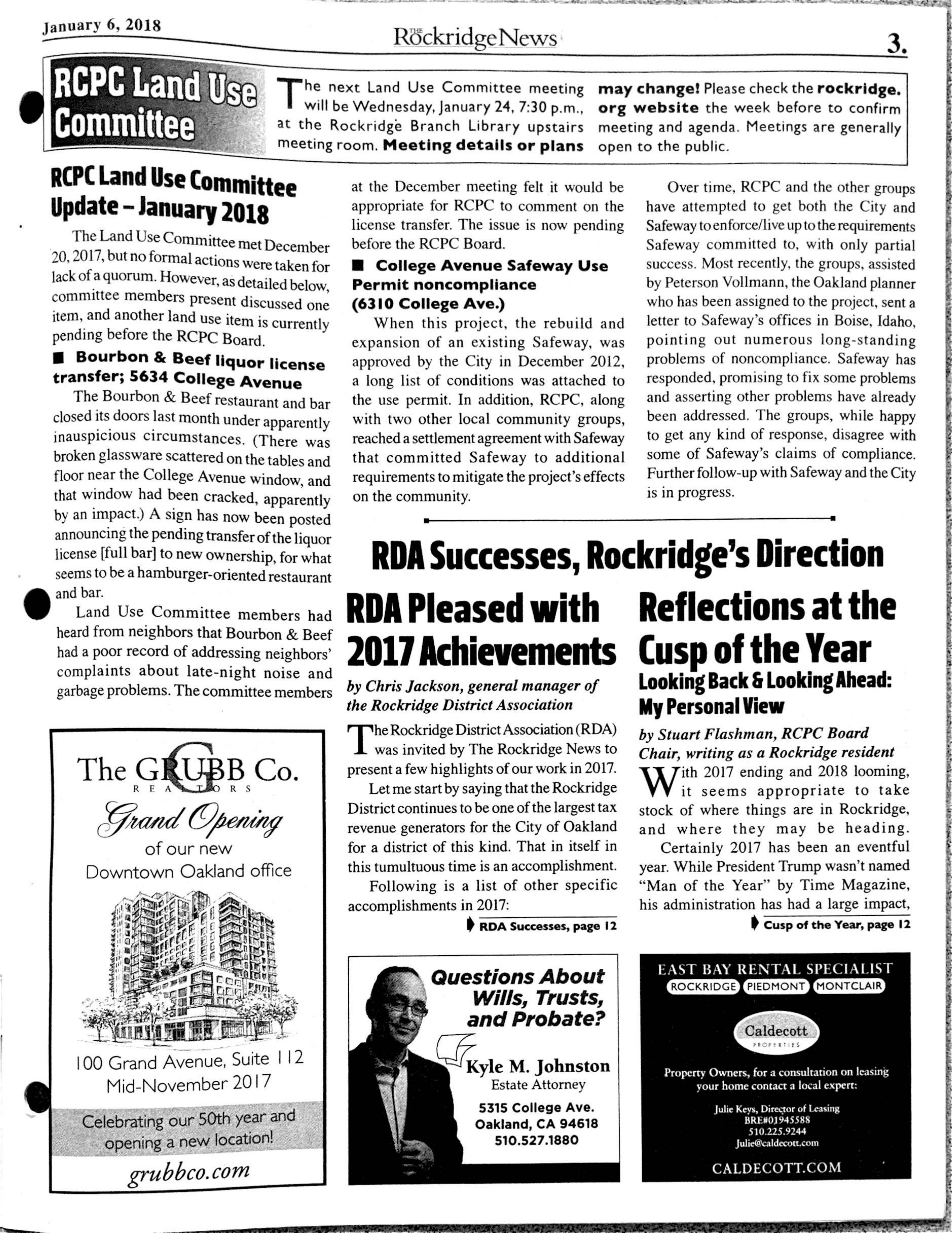 Click to zoom in The Rockridge News, January 2018, page 3