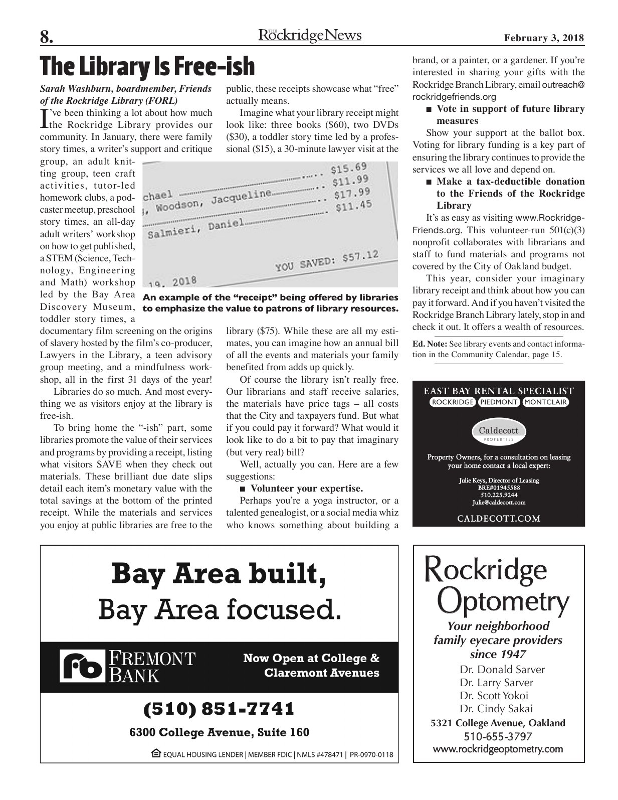 Click to zoom in The Rockridge News, February 2018, page 8
