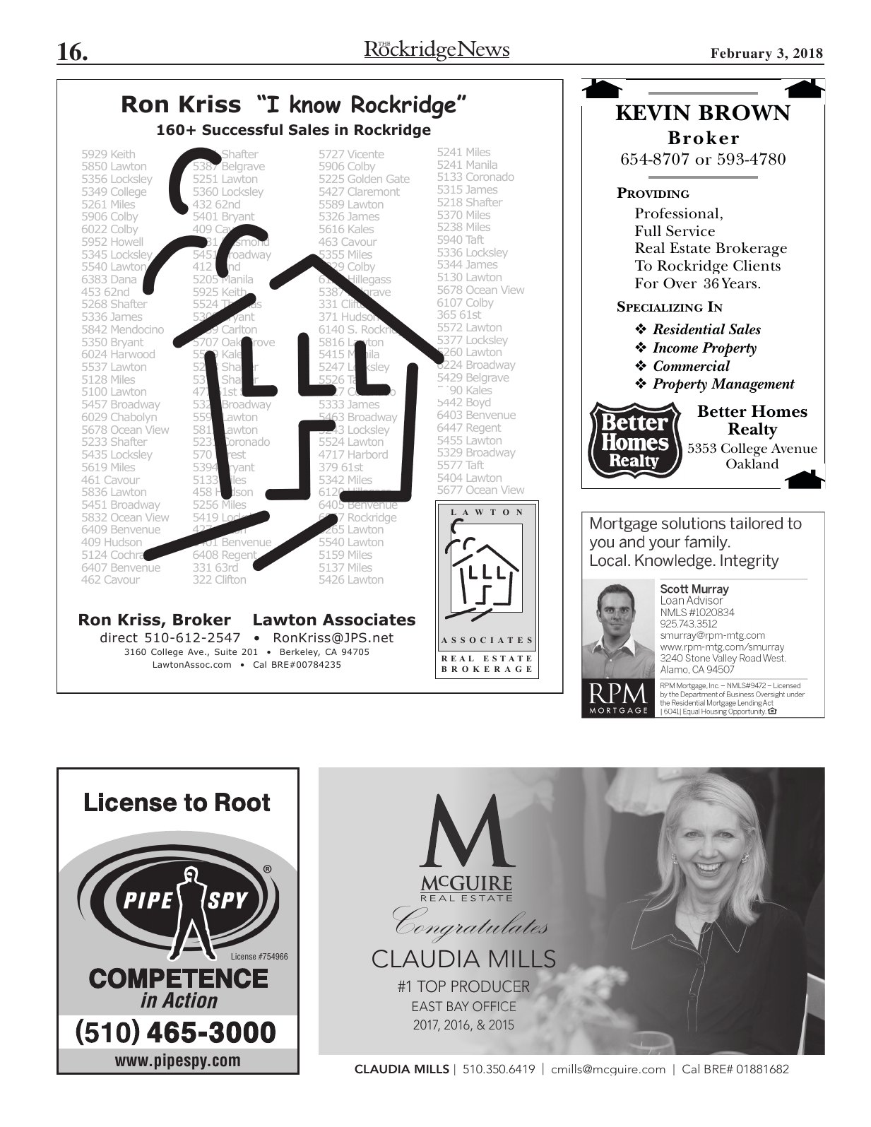 Click to zoom in The Rockridge News, February 2018, page 16