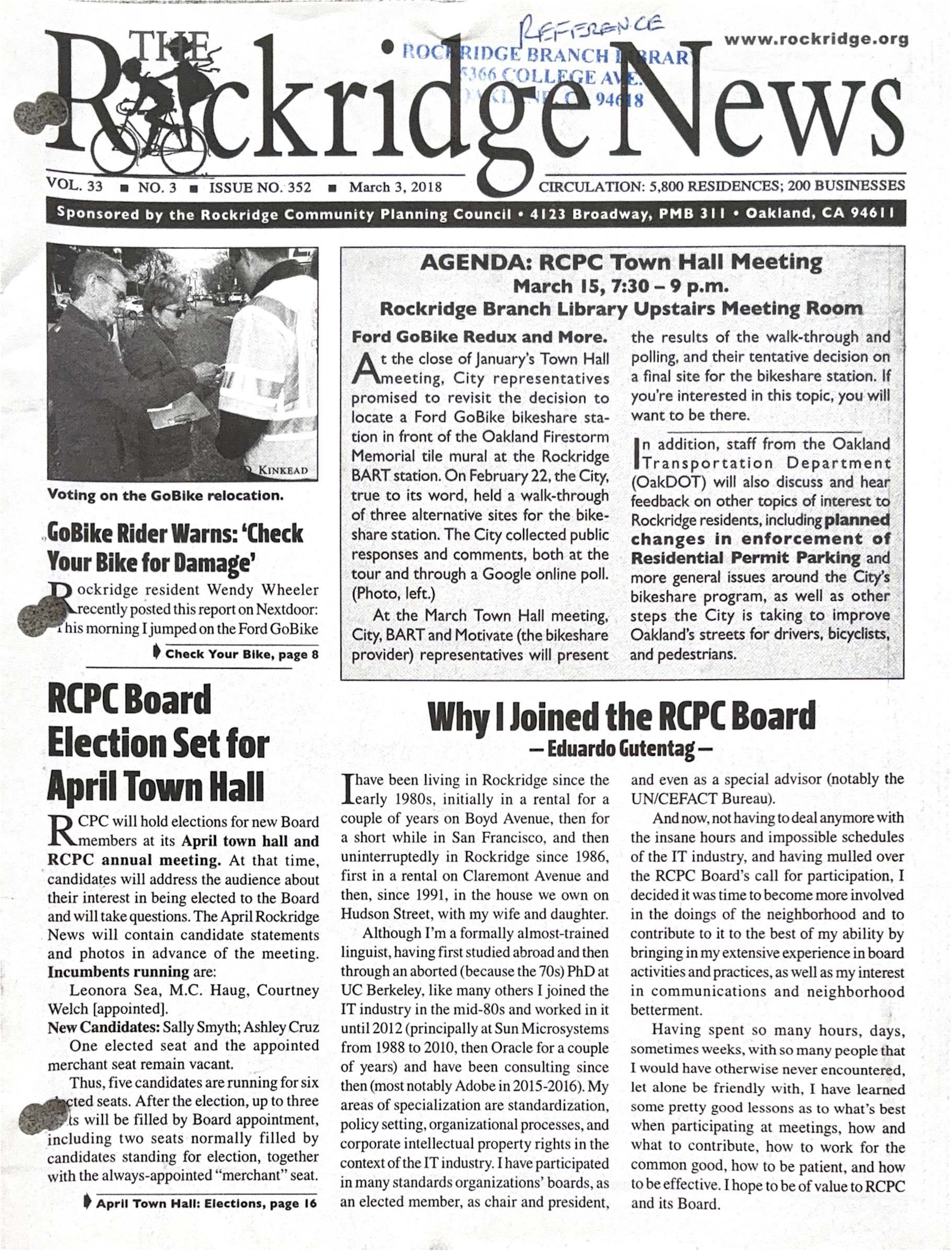 Click to zoom in The Rockridge News, March 2018, page 1