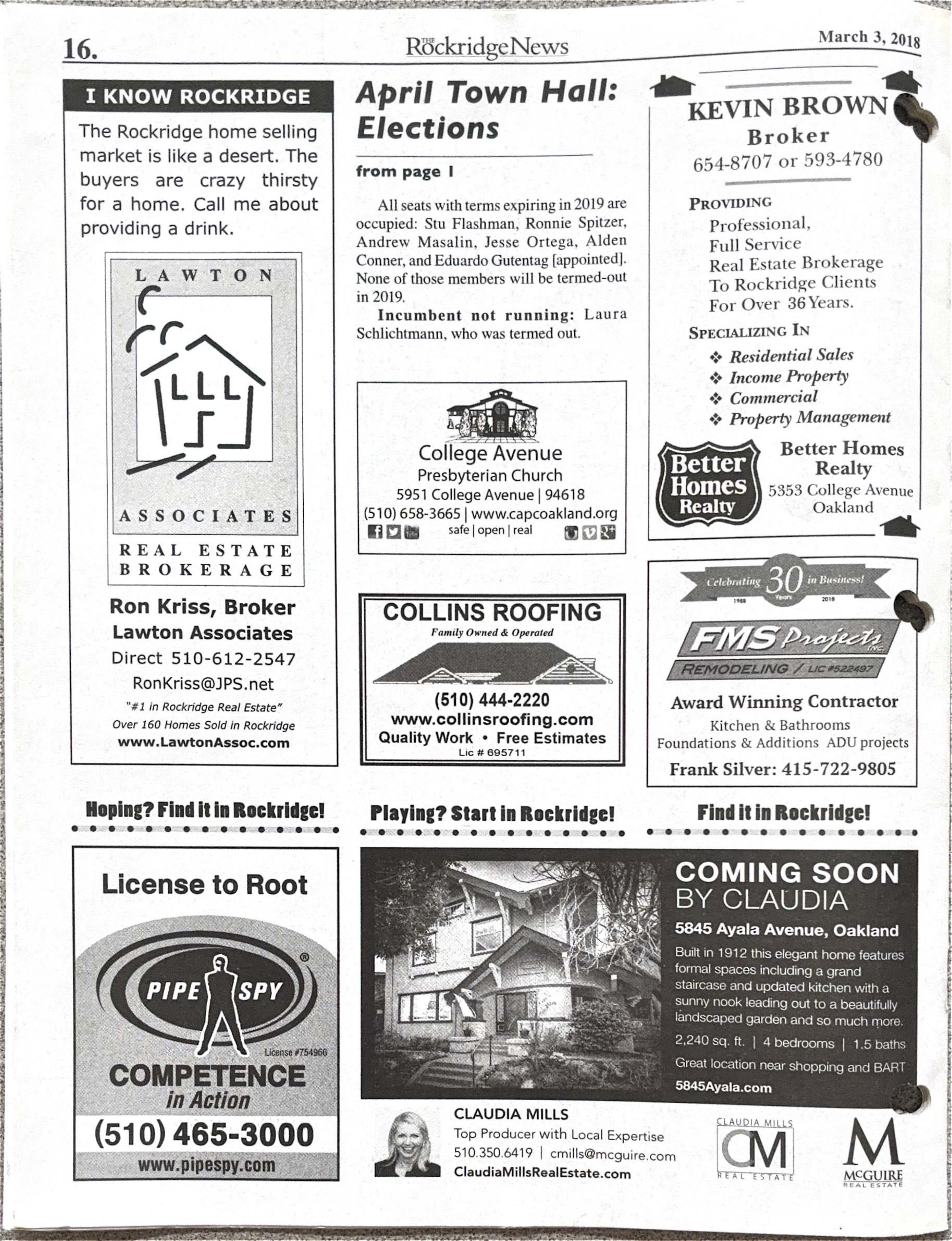 Click to zoom in The Rockridge News, March 2018, page 16