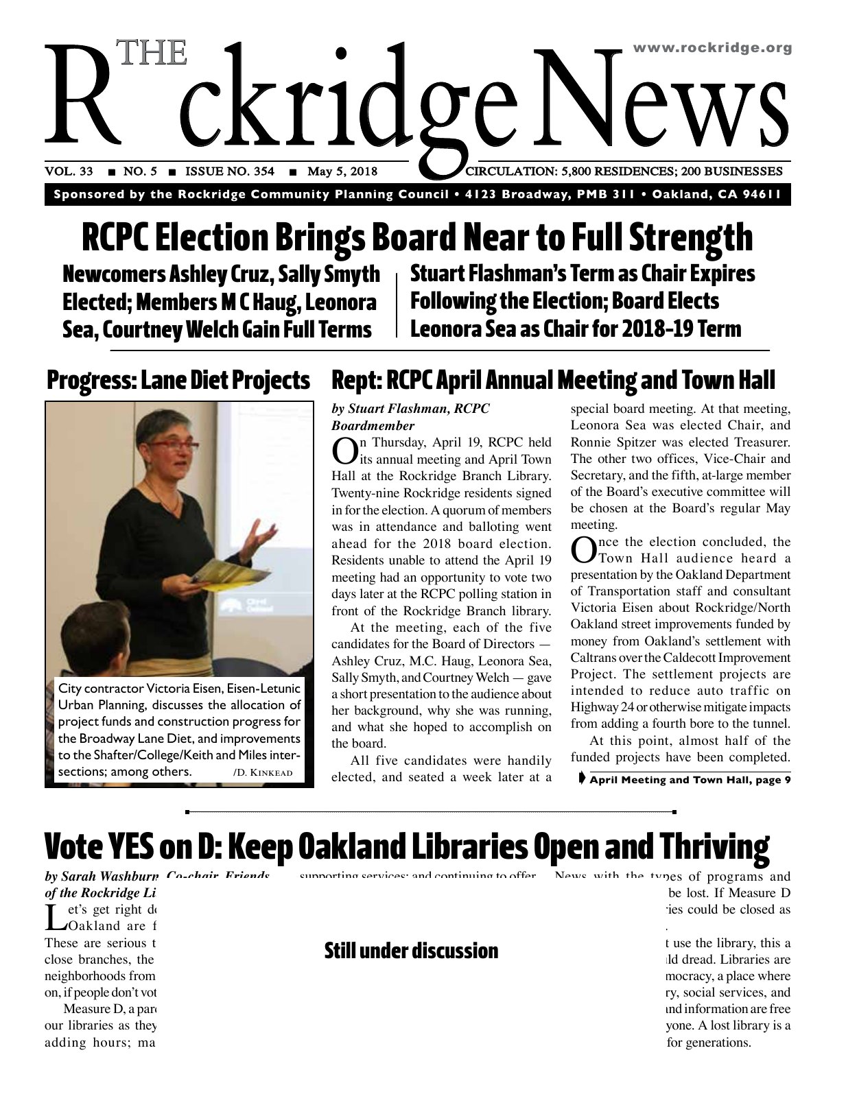 Click to zoom in The Rockridge News, May 2018, page 1