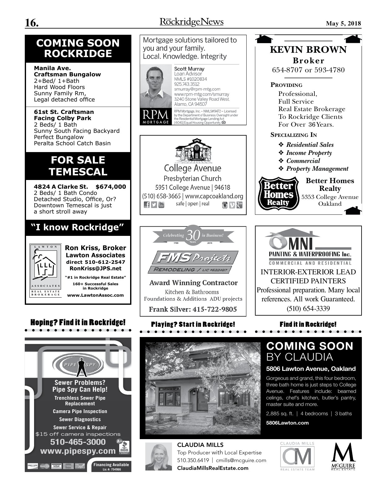 Click to zoom in The Rockridge News, May 2018, page 16