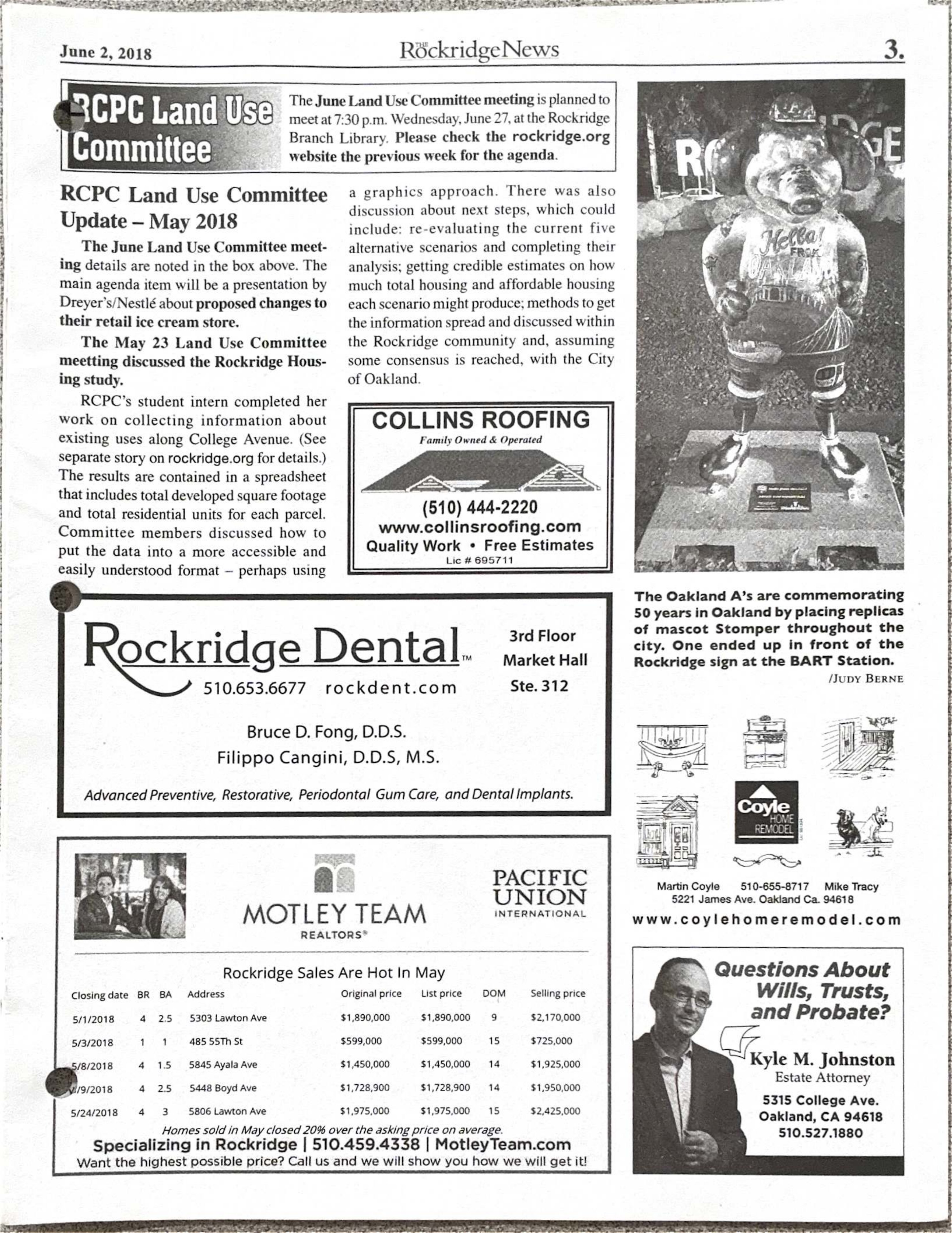 Click to zoom in The Rockridge News, June 2018, page 3