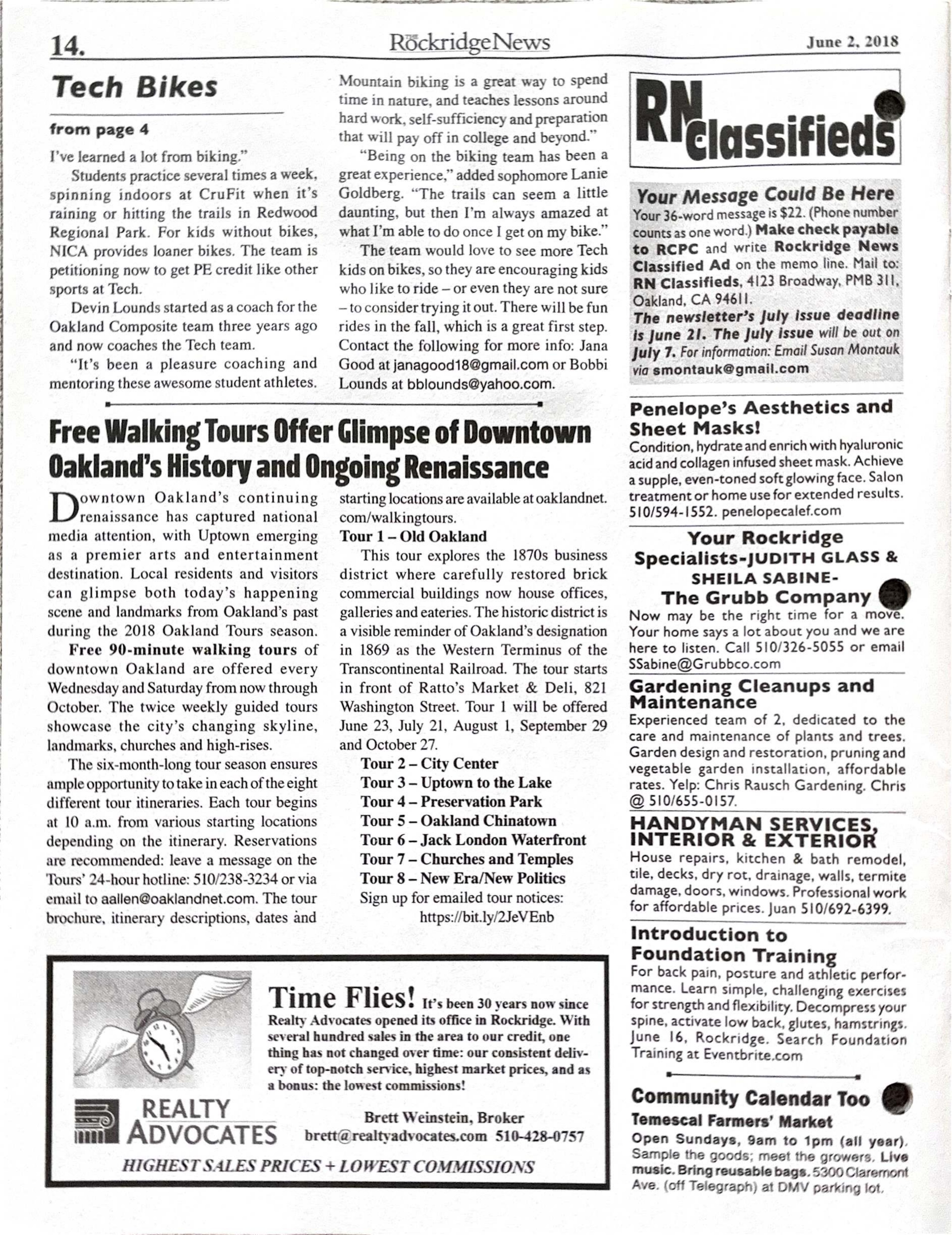 Click to zoom in The Rockridge News, June 2018, page 14