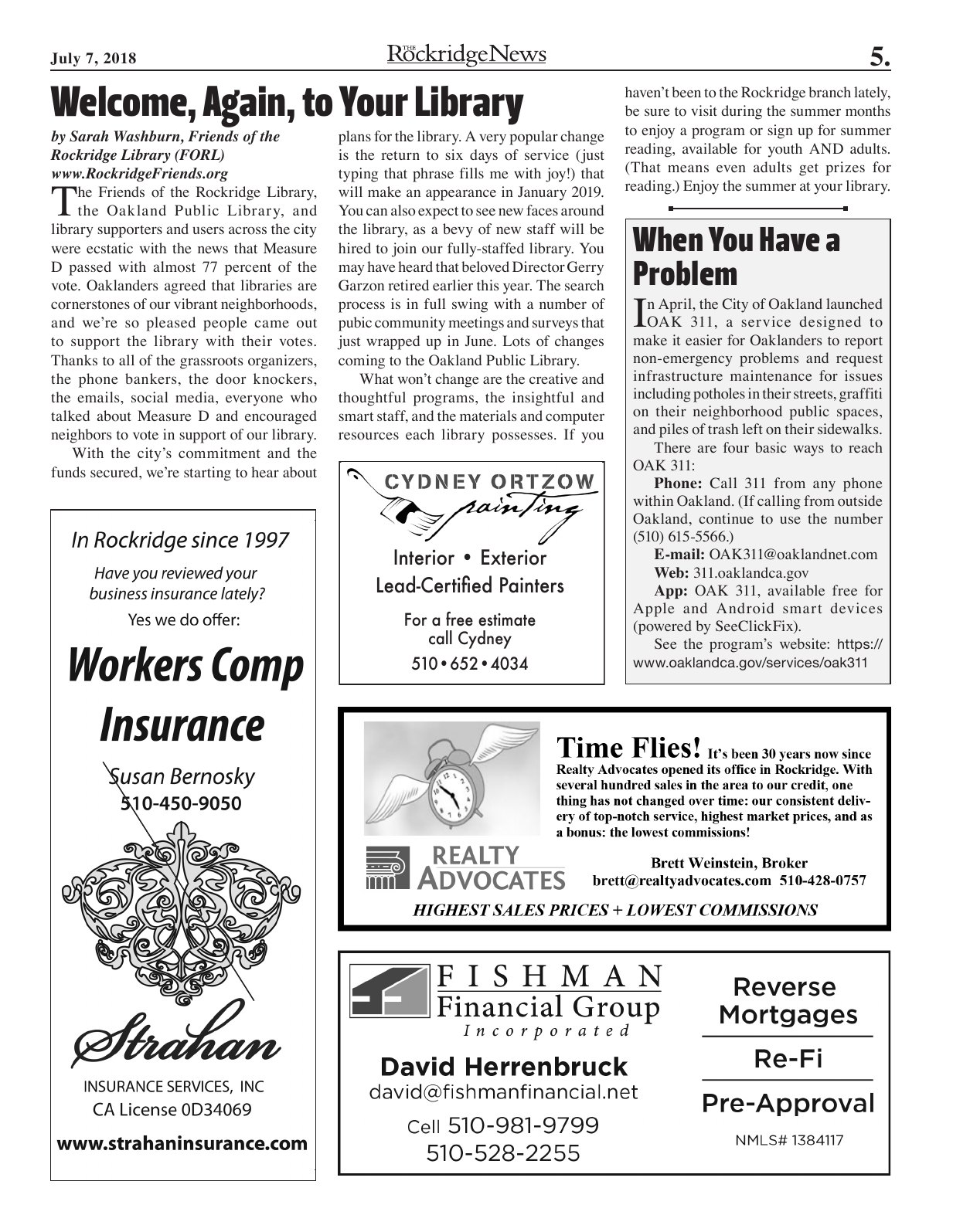 The Rockridge News, July 2018, page 5