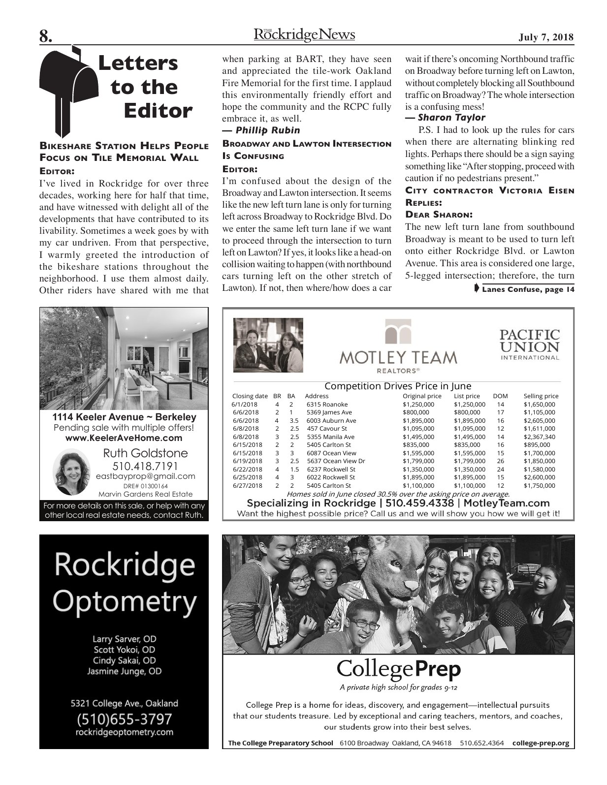 Click to zoom in The Rockridge News, July 2018, page 8
