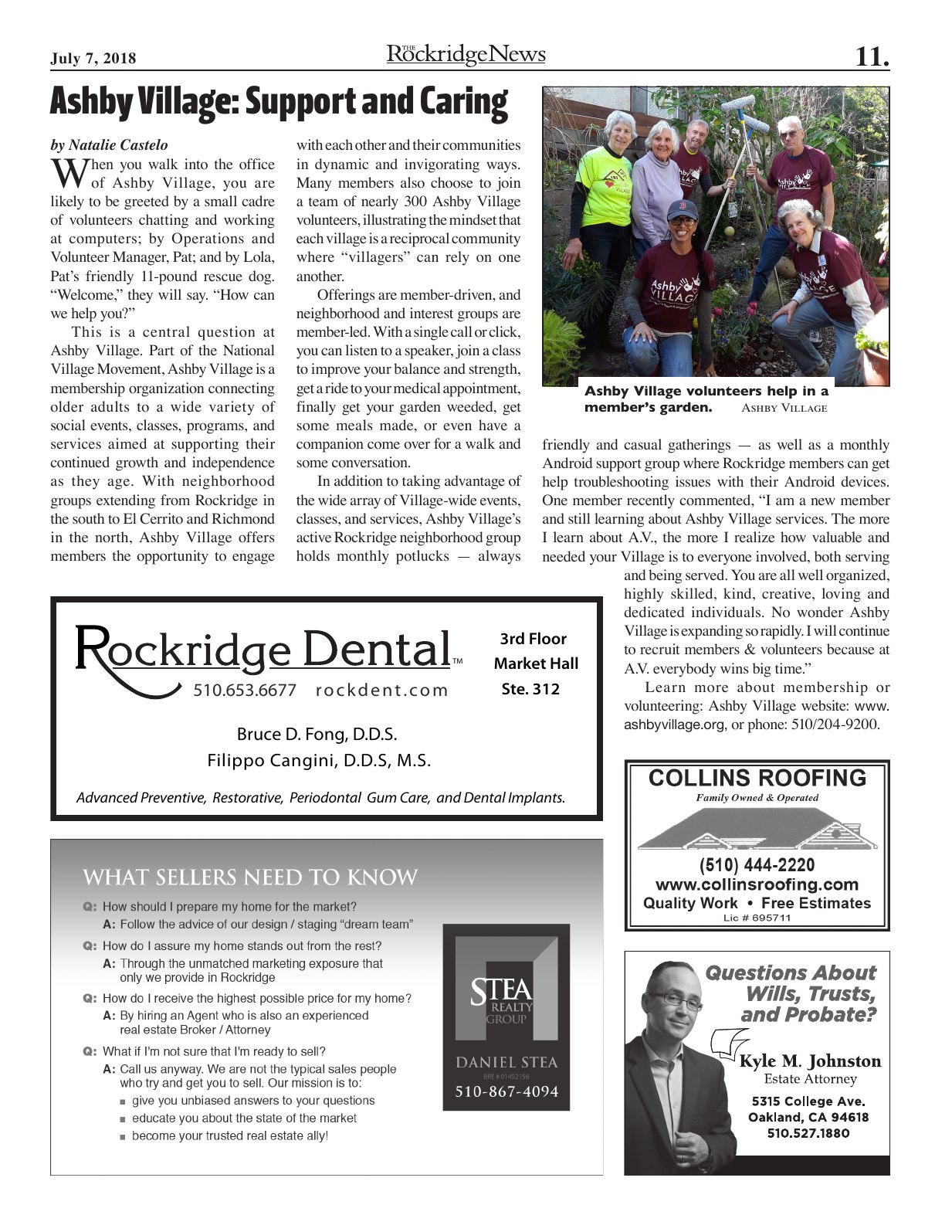 Click to zoom in The Rockridge News, July 2018, page 11