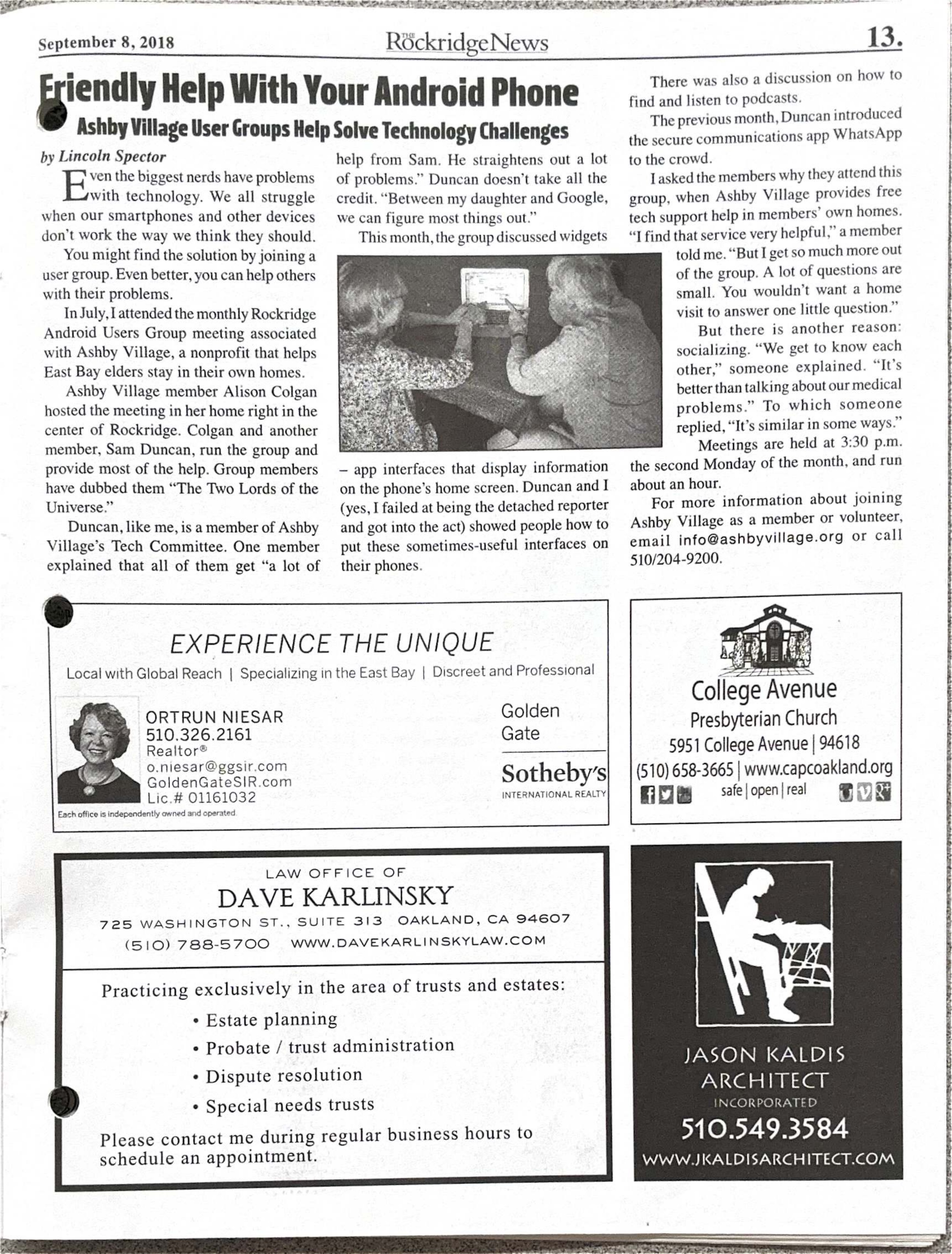 Click to zoom in The Rockridge News, September 2018, page 13