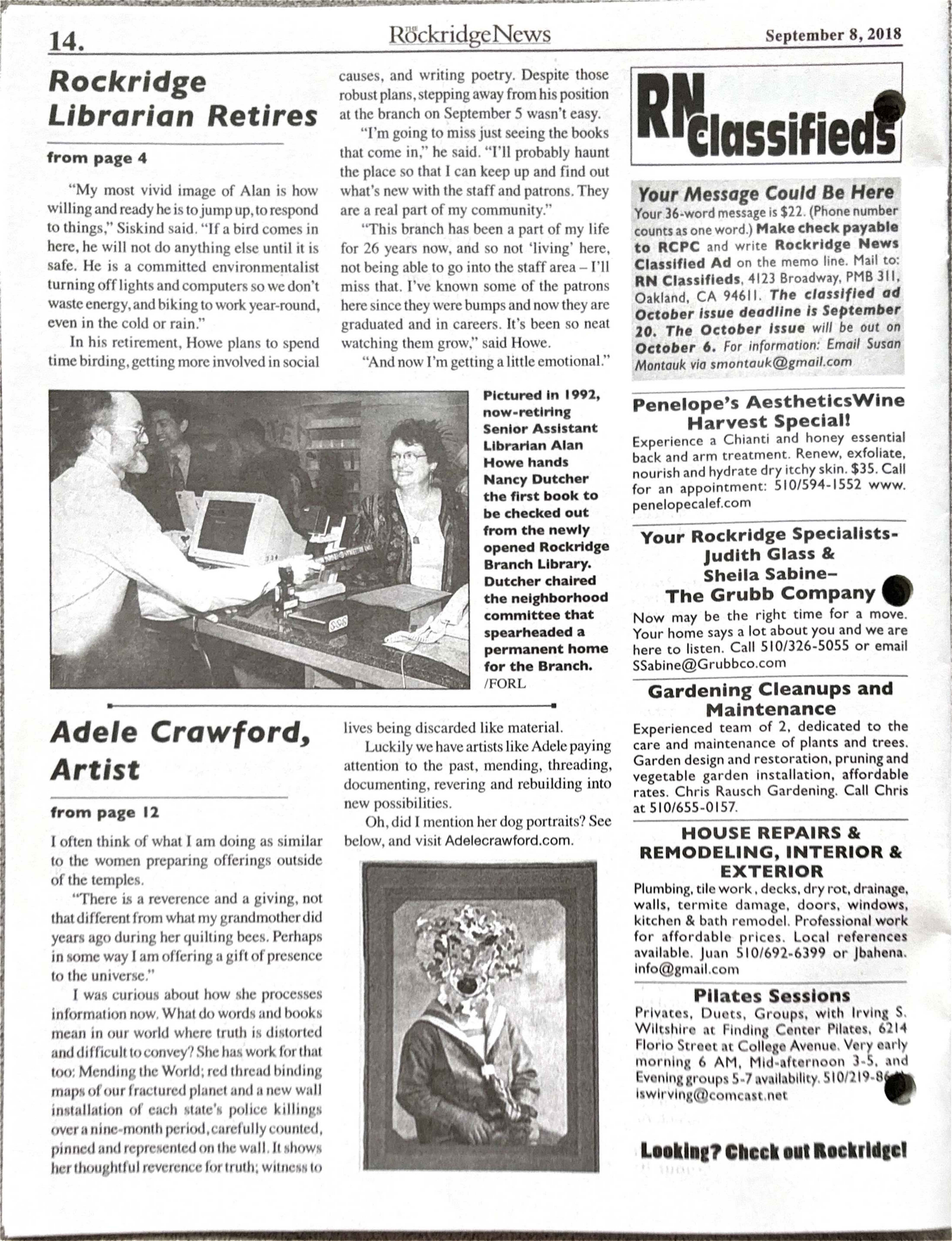 Click to zoom in The Rockridge News, September 2018, page 14