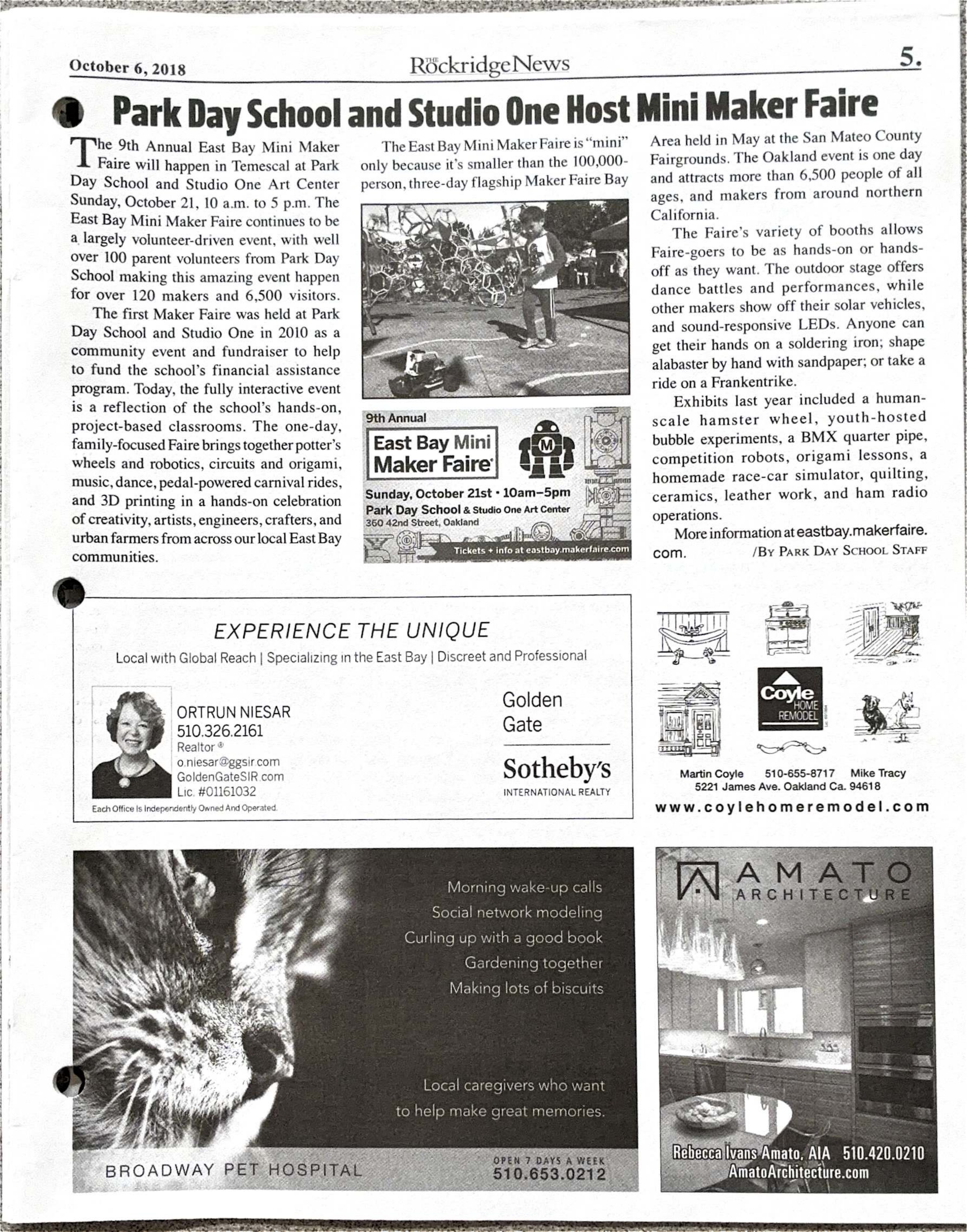 Click to zoom in The Rockridge News, October 2018, page 5