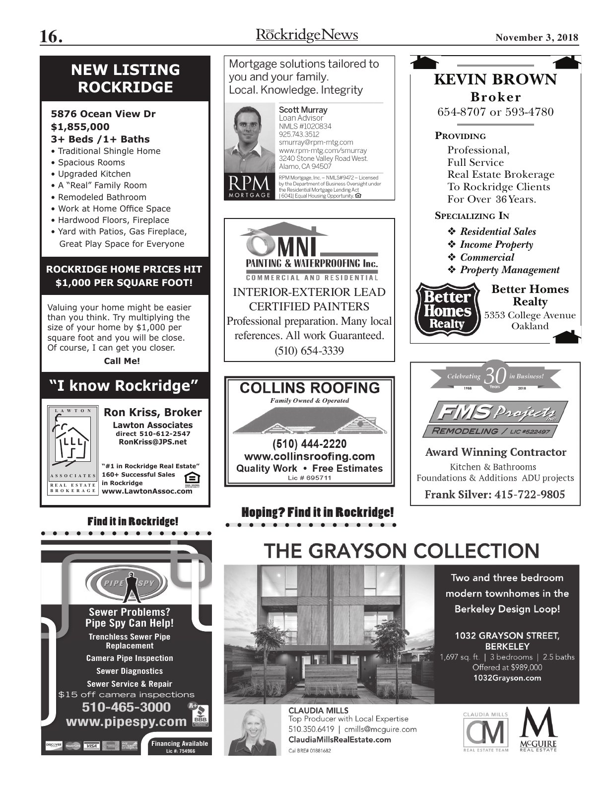 Click to zoom in The Rockridge News, November 2018, page 16