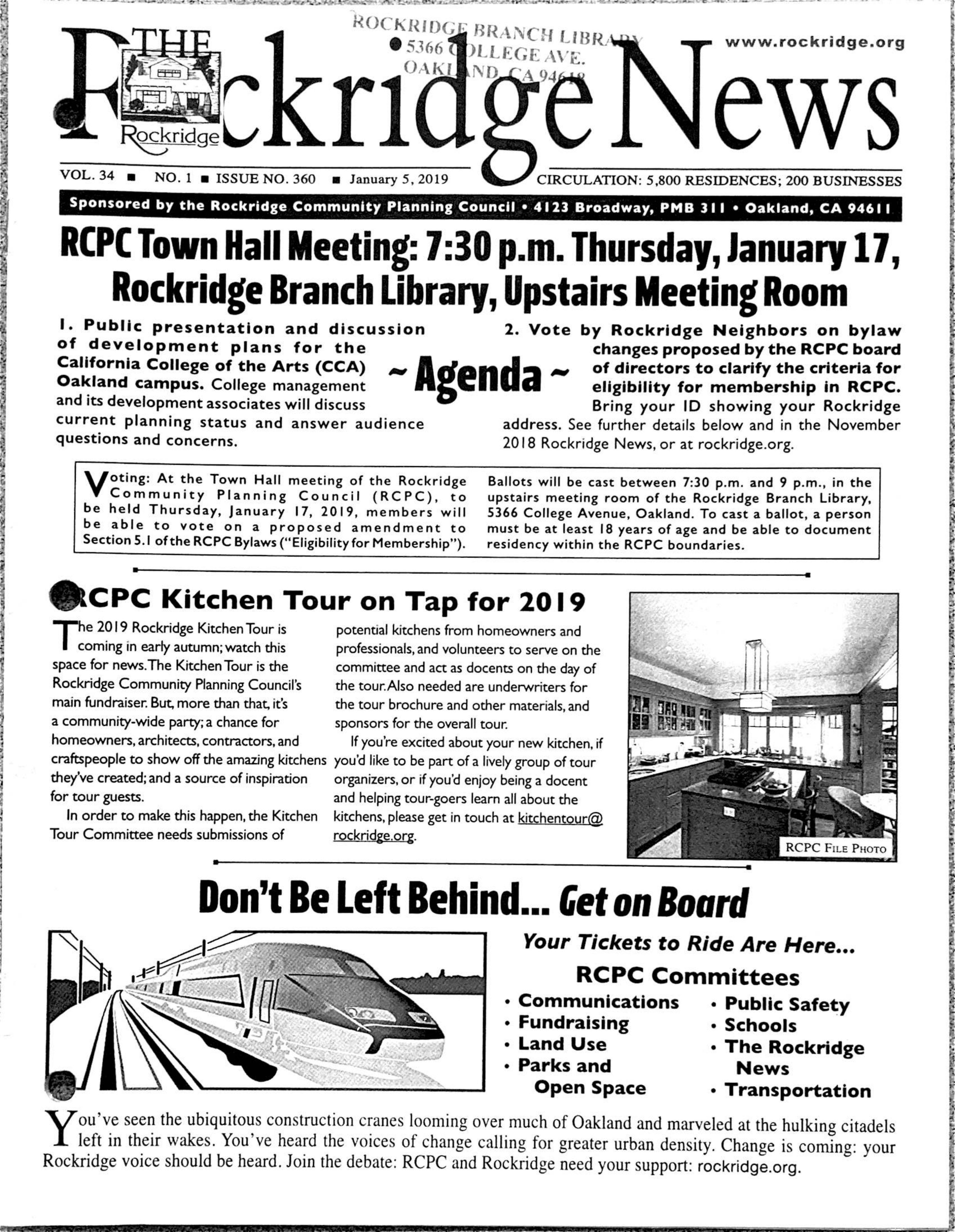 Click to zoom in The Rockridge News, January 2019, page 1